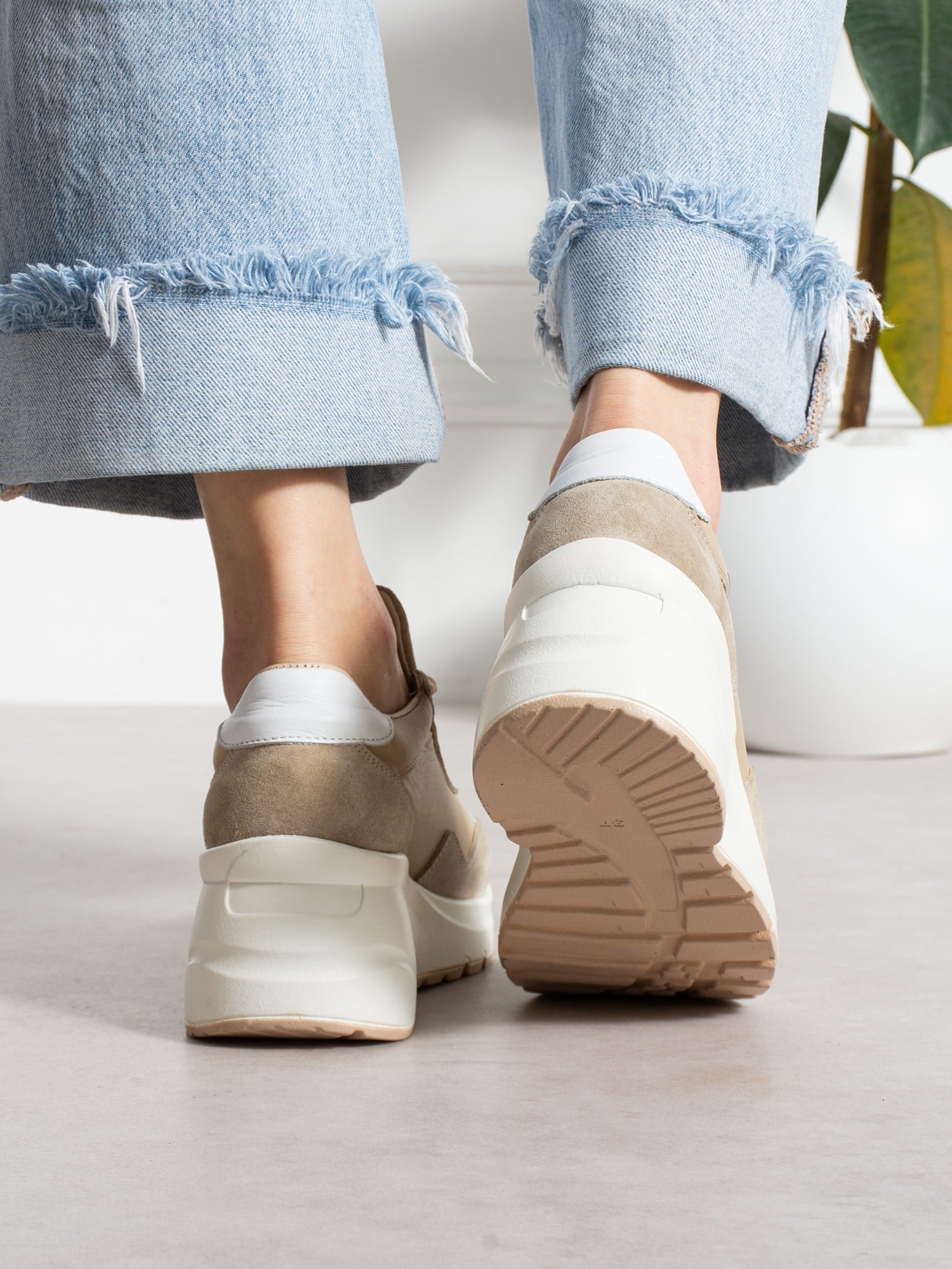 LARİNA Vizon Hakiki Deri Kadın Sneakers