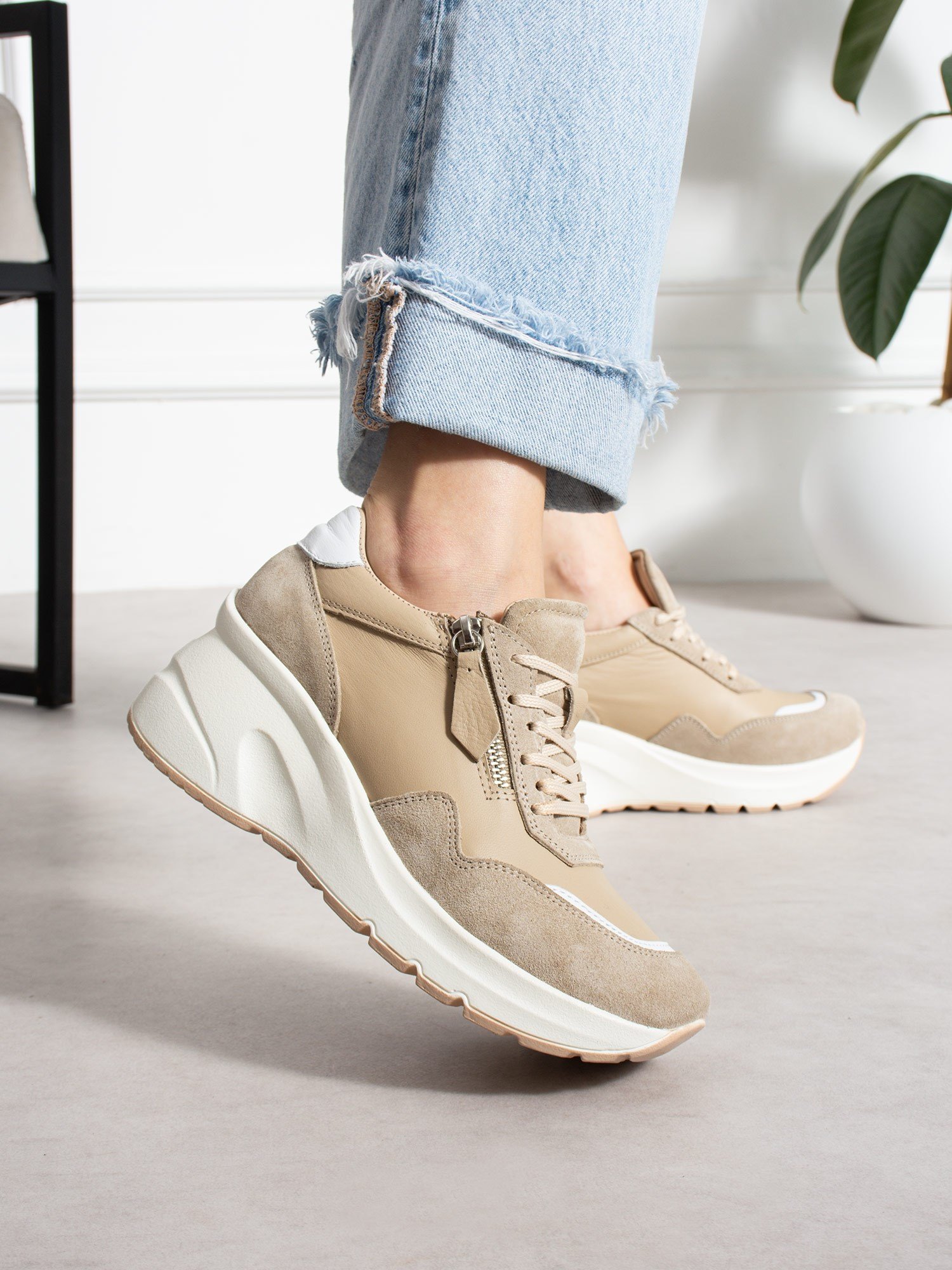 LARİNA Vizon Hakiki Deri Kadın Sneakers
