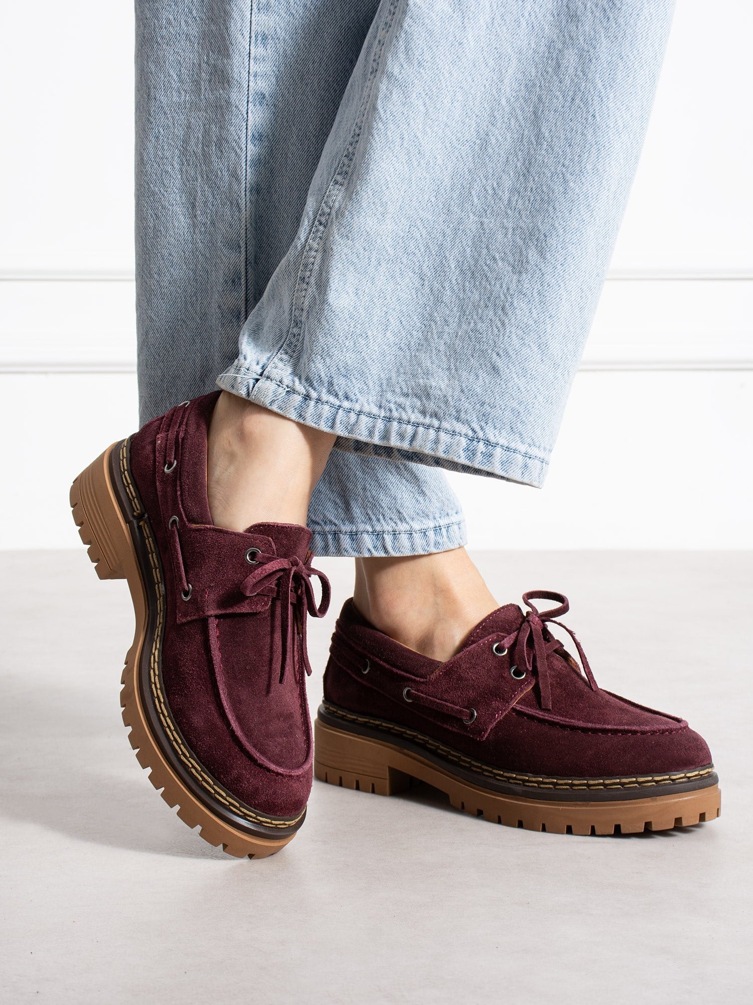 LAVENTO Bordo Hakiki Deri Kadın Loafer