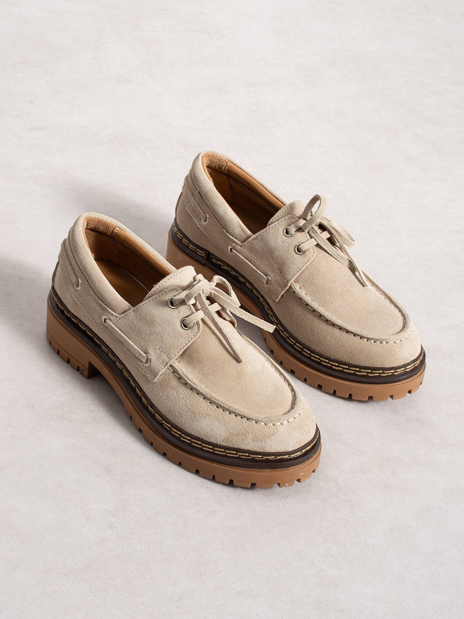 LAVENTO Krem Hakiki Deri Kadın Loafer