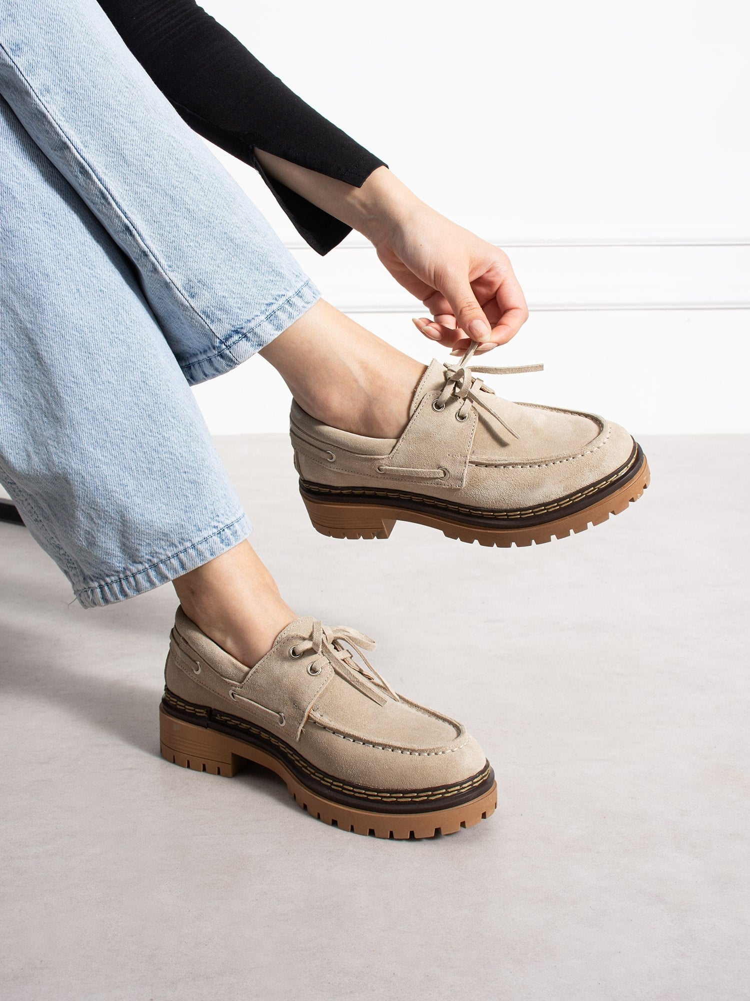 LAVENTO Krem Hakiki Deri Kadın Loafer