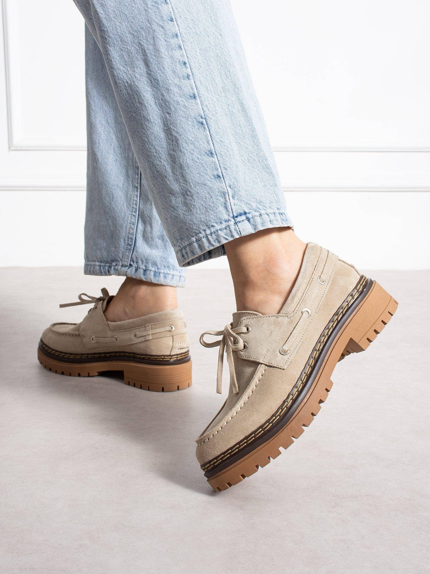 LAVENTO Krem Hakiki Deri Kadın Loafer