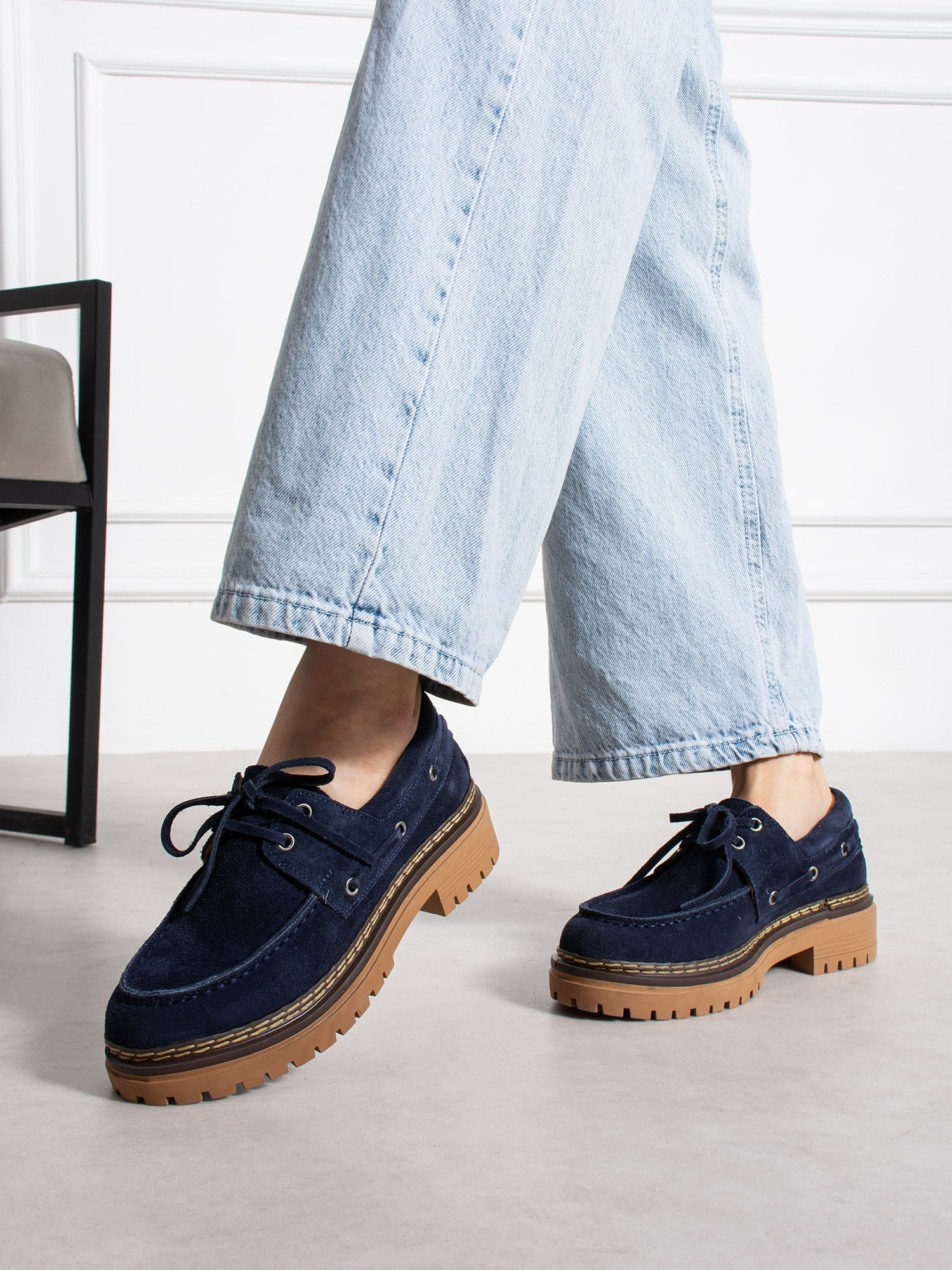 LAVENTO Lacivert Hakiki Deri Kadın Loafer