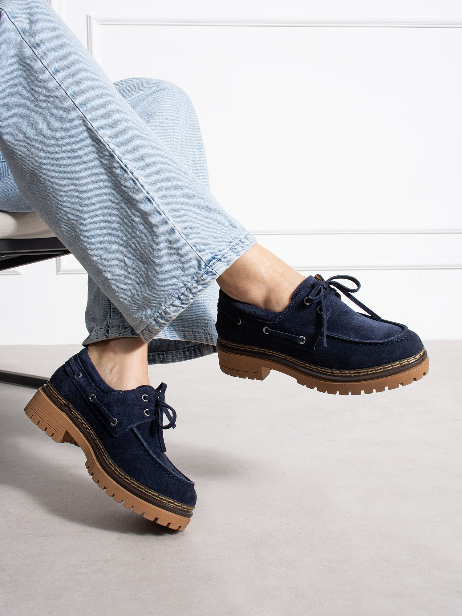 LAVENTO Lacivert Hakiki Deri Kadın Loafer