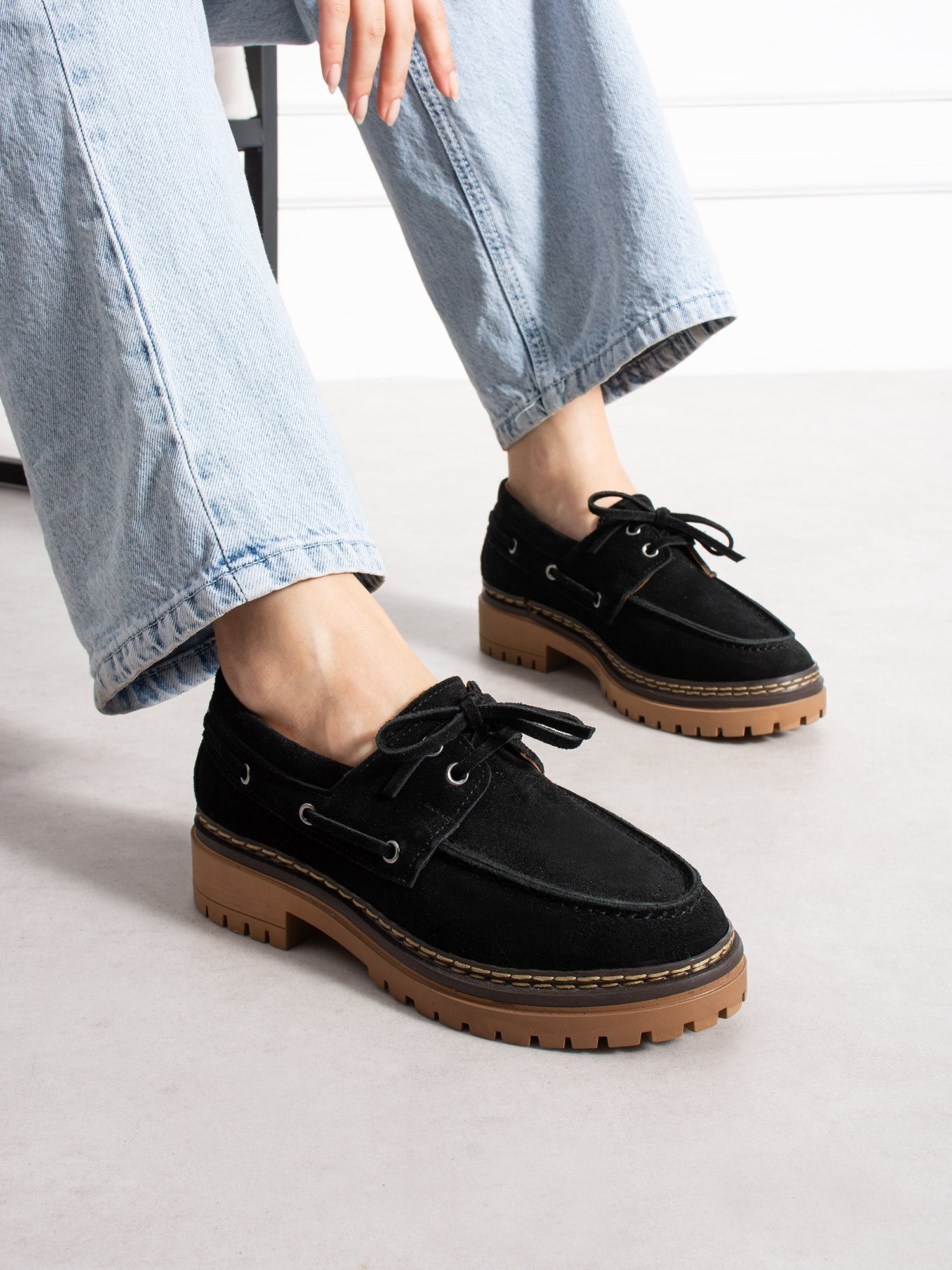 LAVENTO Siyah Hakiki Deri Kadın Loafer