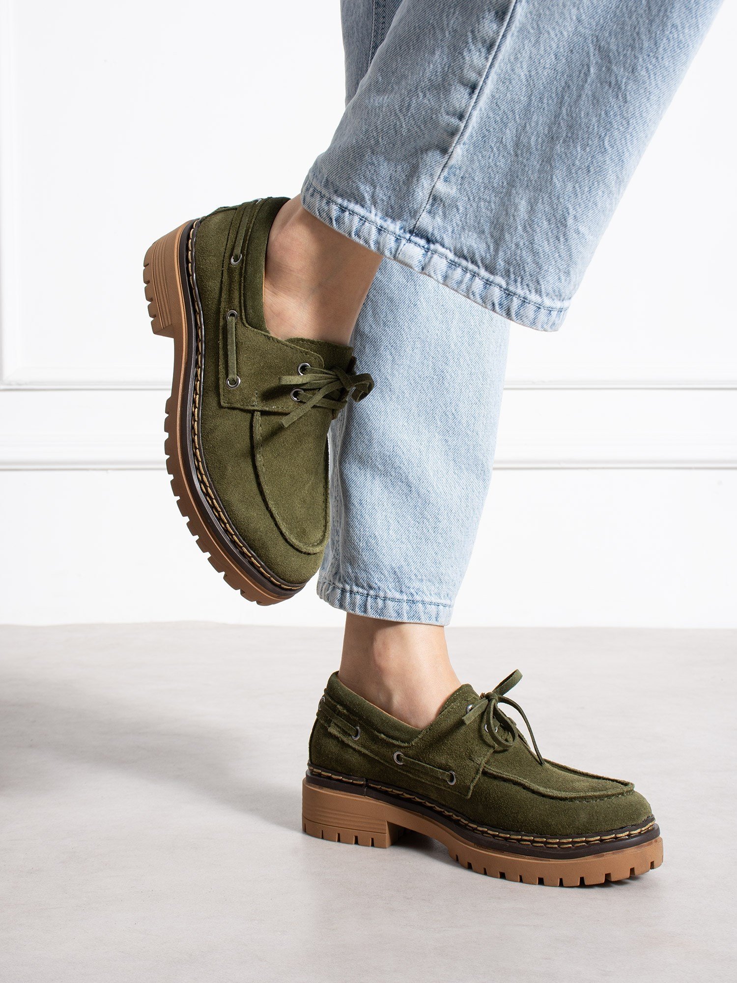 LAVENTO Yeşil Hakiki Deri Kadın Loafer
