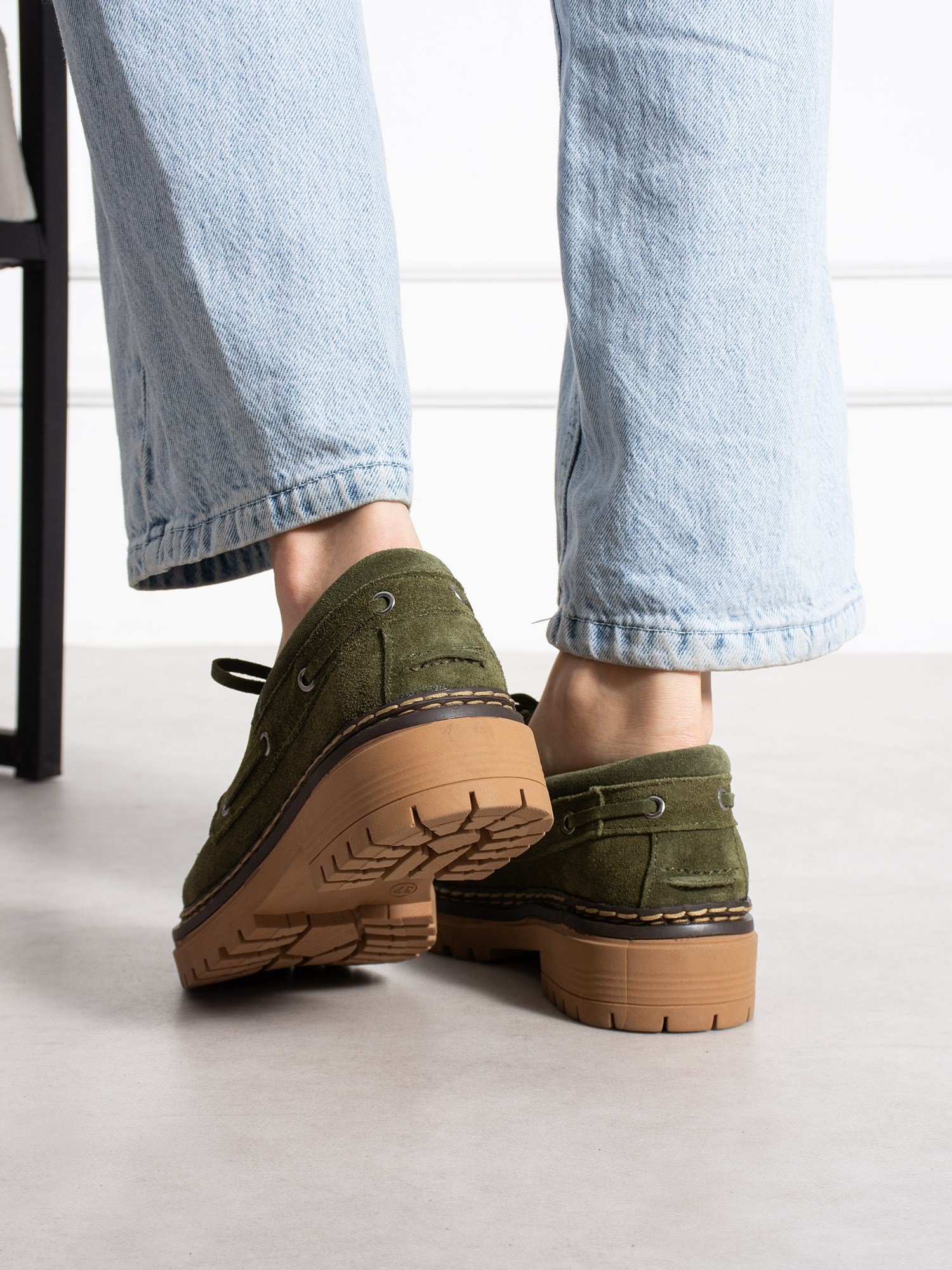 LAVENTO Yeşil Hakiki Deri Kadın Loafer