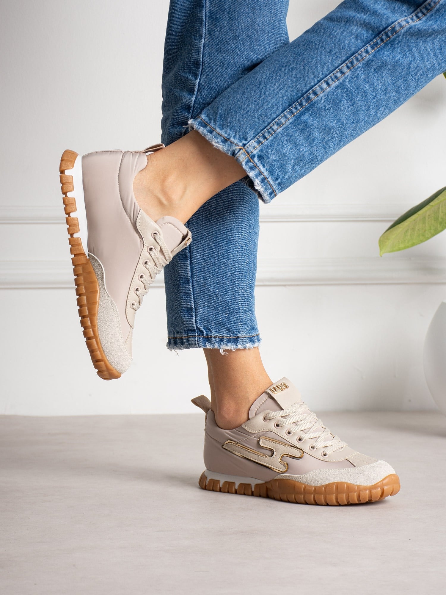LEGNO Krem Kadın Sneakers