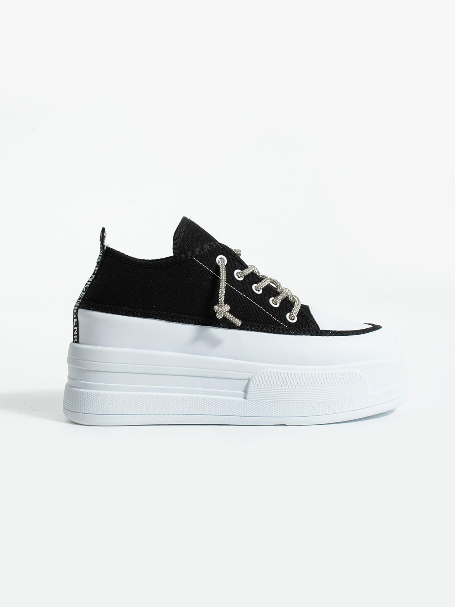 LİFTUP Siyah Kot Kadın Sneakers