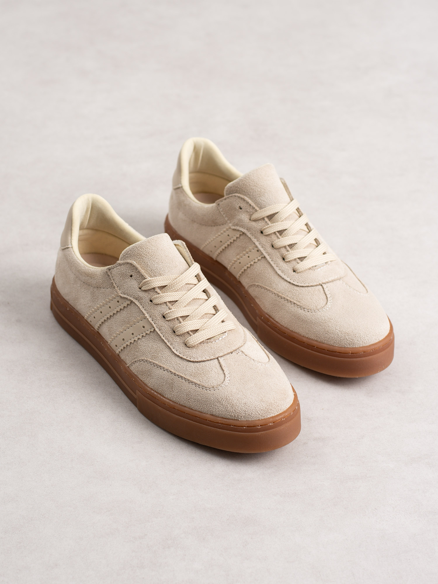 LUCCA Krem Süet Kadın Sneakers