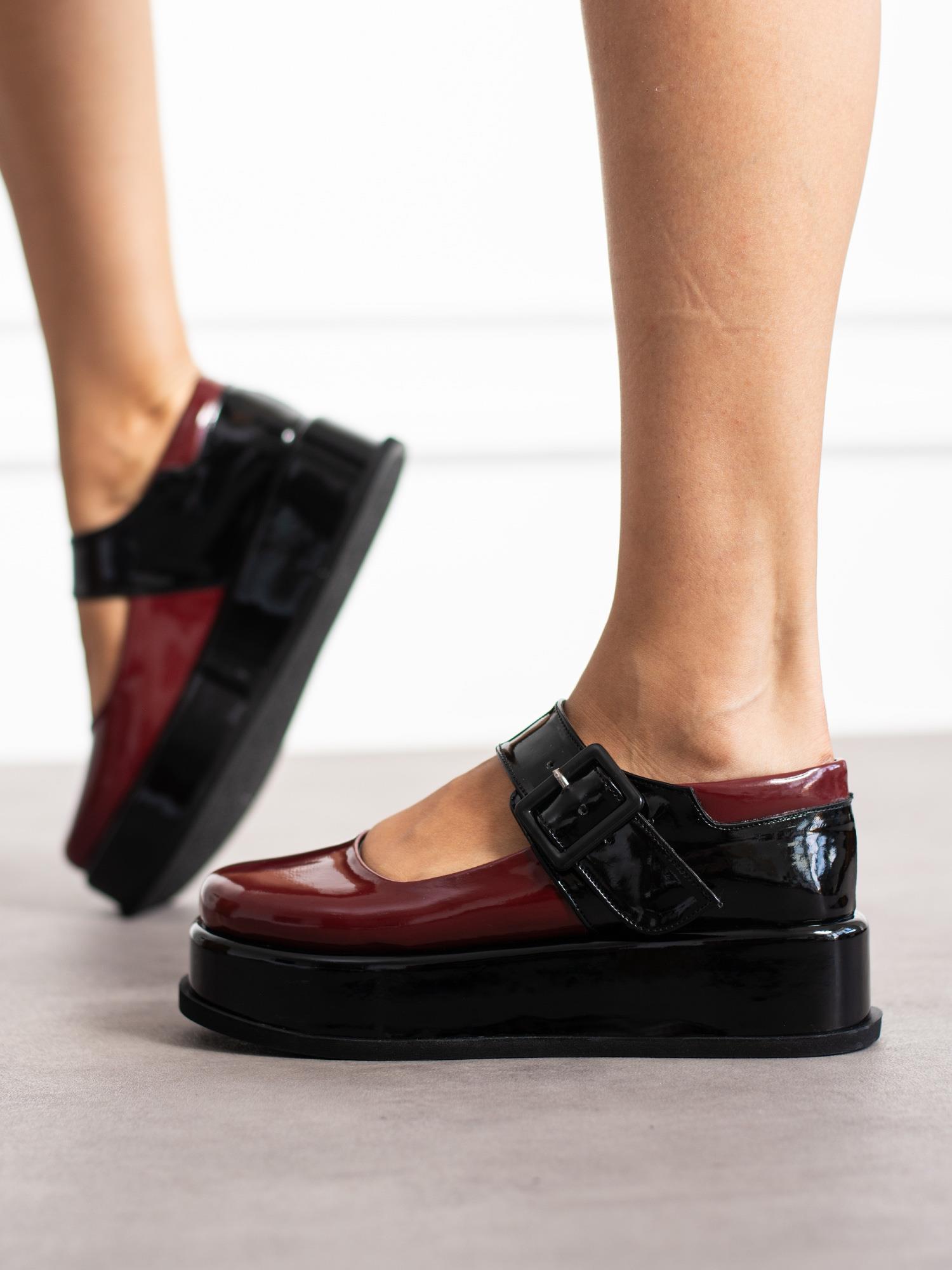 MARE Bordo-Siyah Toka Detay Kadın Loafer