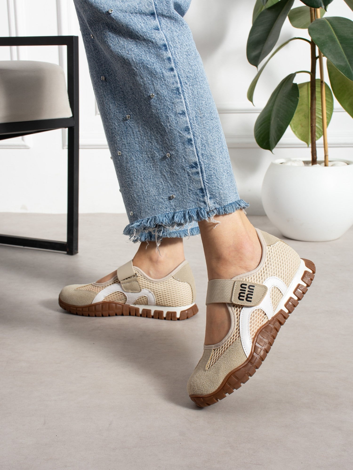 MENDO Krem Kadın Sneakers