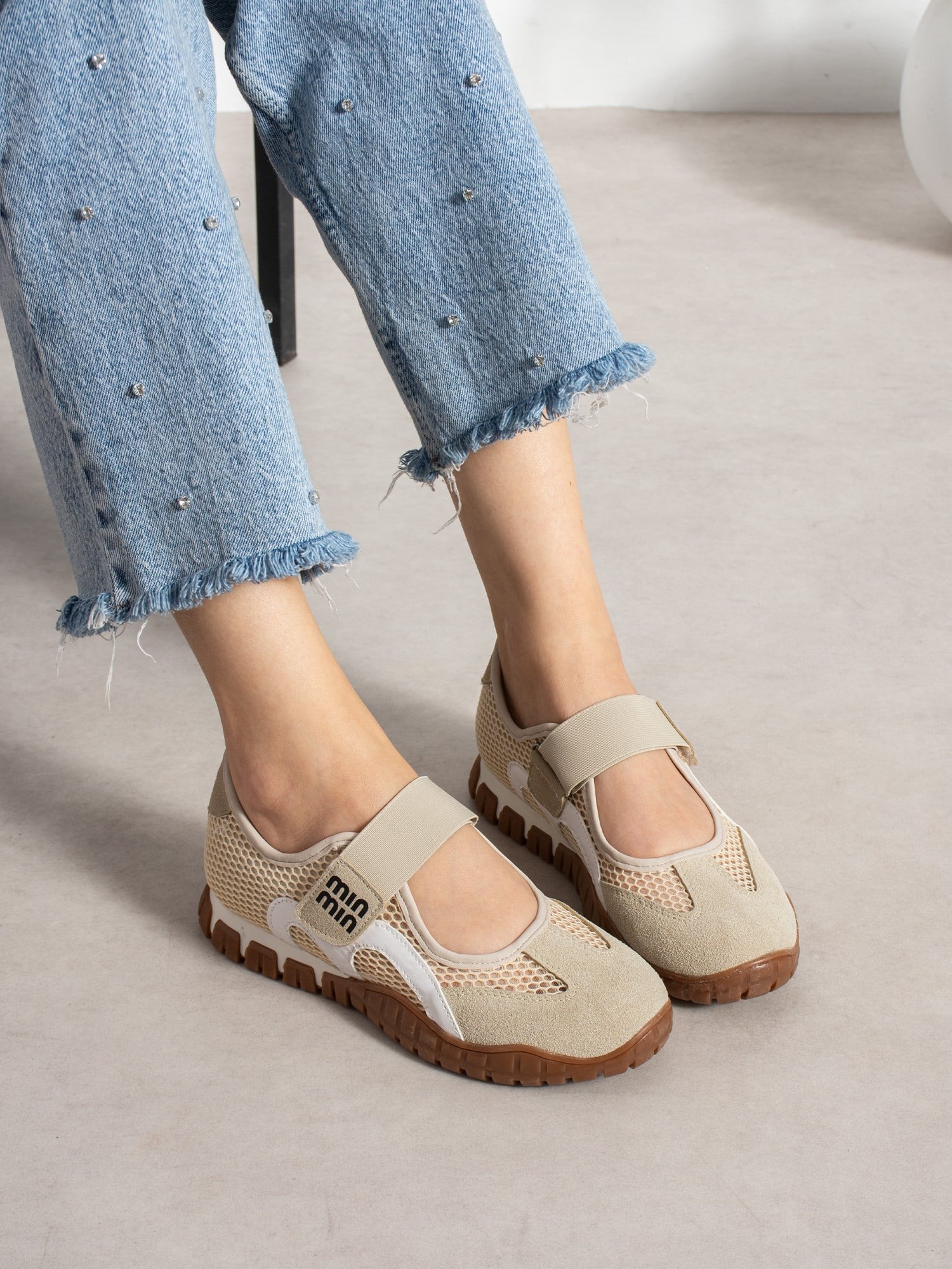 MENDO Krem Kadın Sneakers