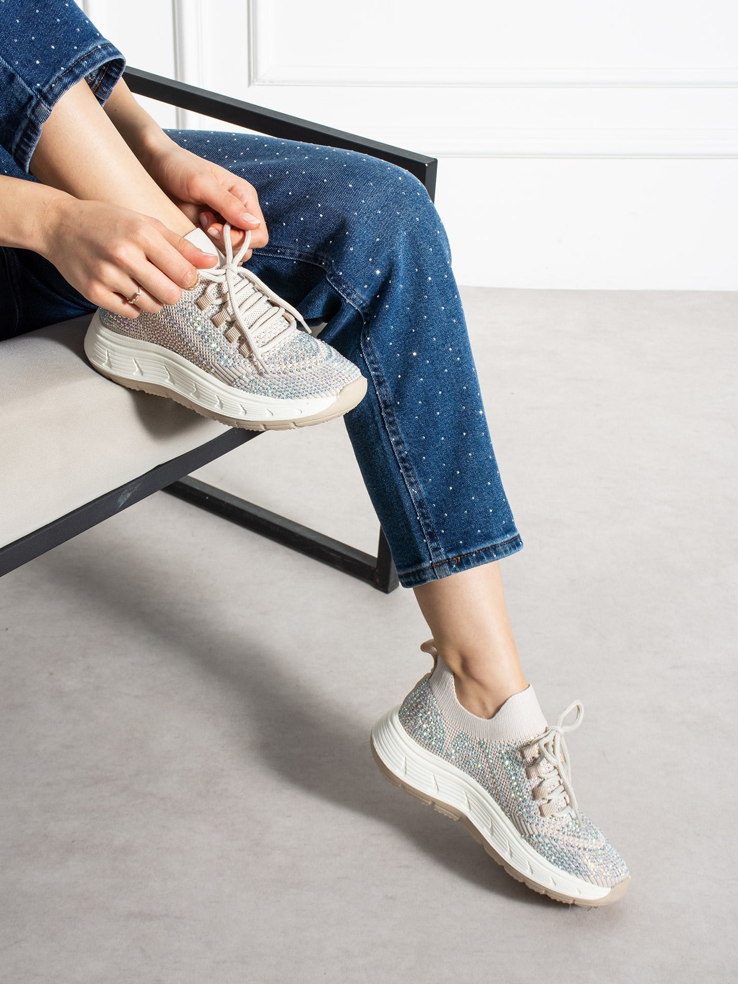 OHRİD Krem Taşlı Kadın Sneakers