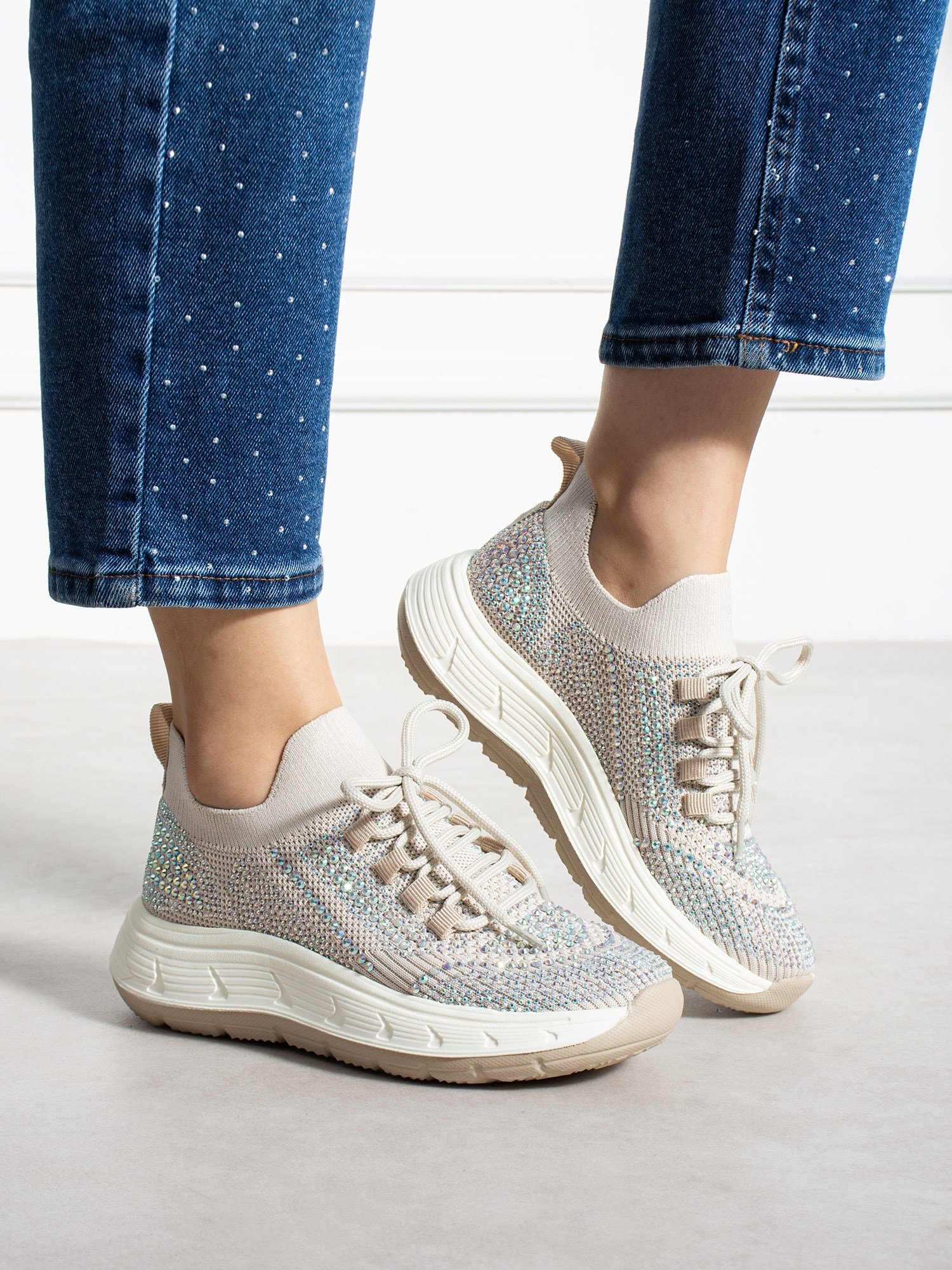 OHRİD Krem Taşlı Kadın Sneakers