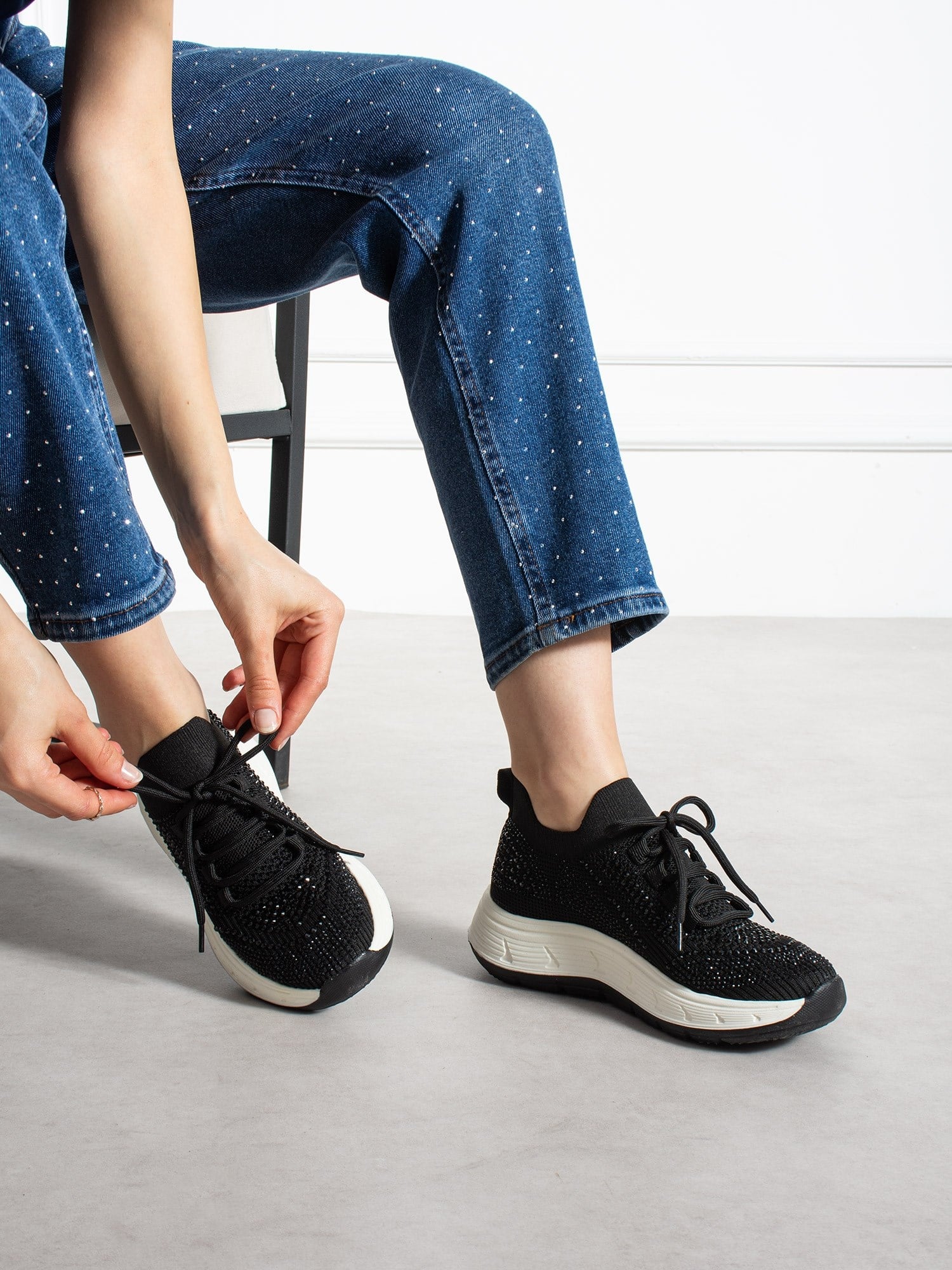 OHRİD Siyah Taşlı Kadın Sneakers
