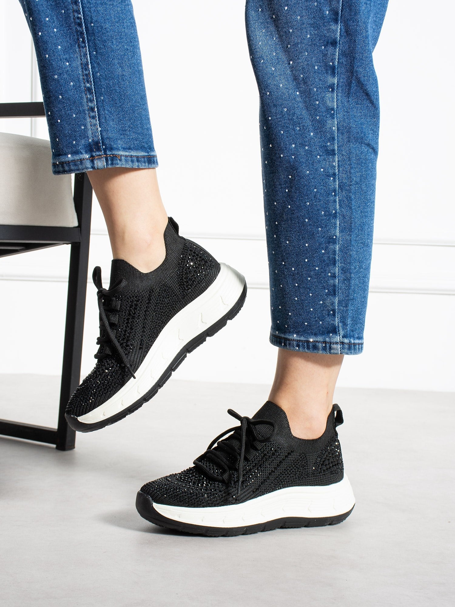 OHRİD Siyah Taşlı Kadın Sneakers