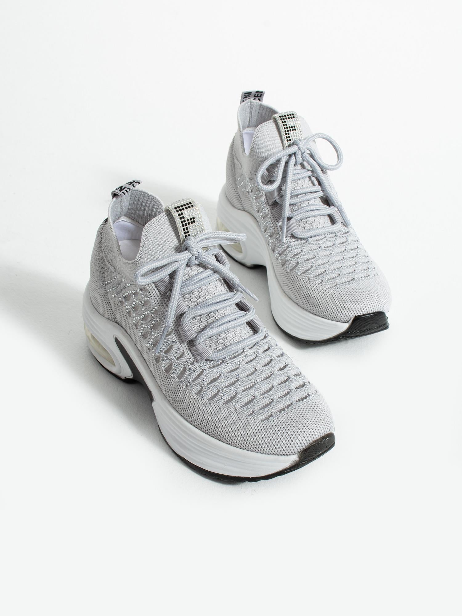 PULSE Gri Taş Detay Triko Kadın Sneakers