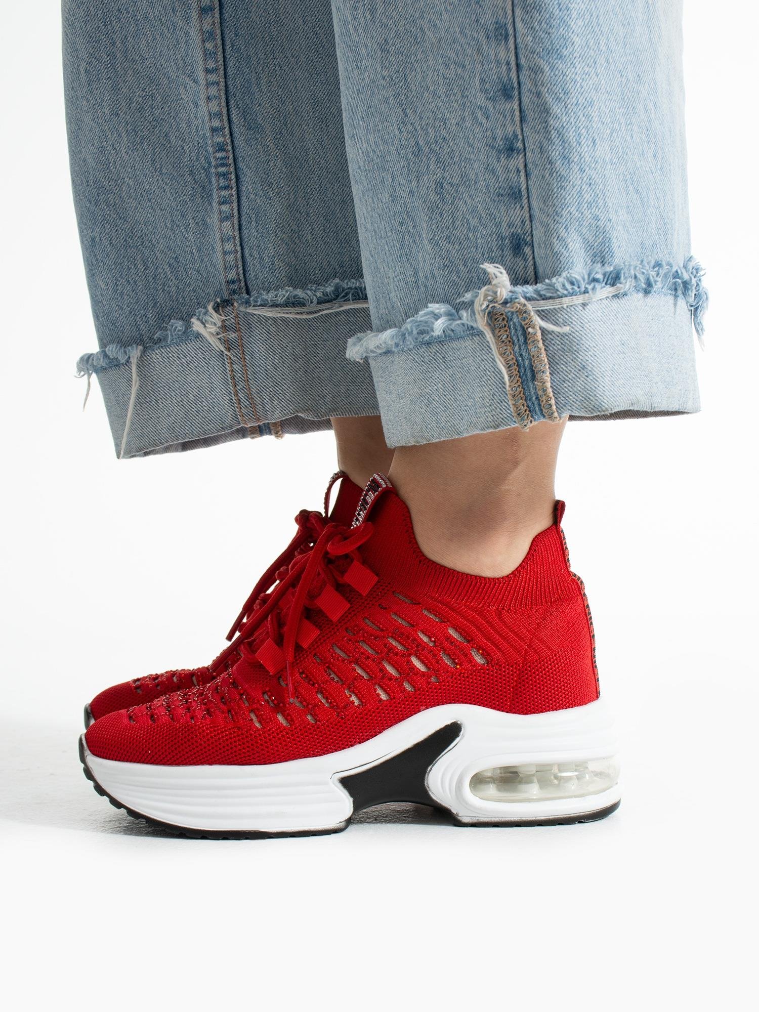PULSE Kırmızı Taş Detay Triko Kadın Sneakers