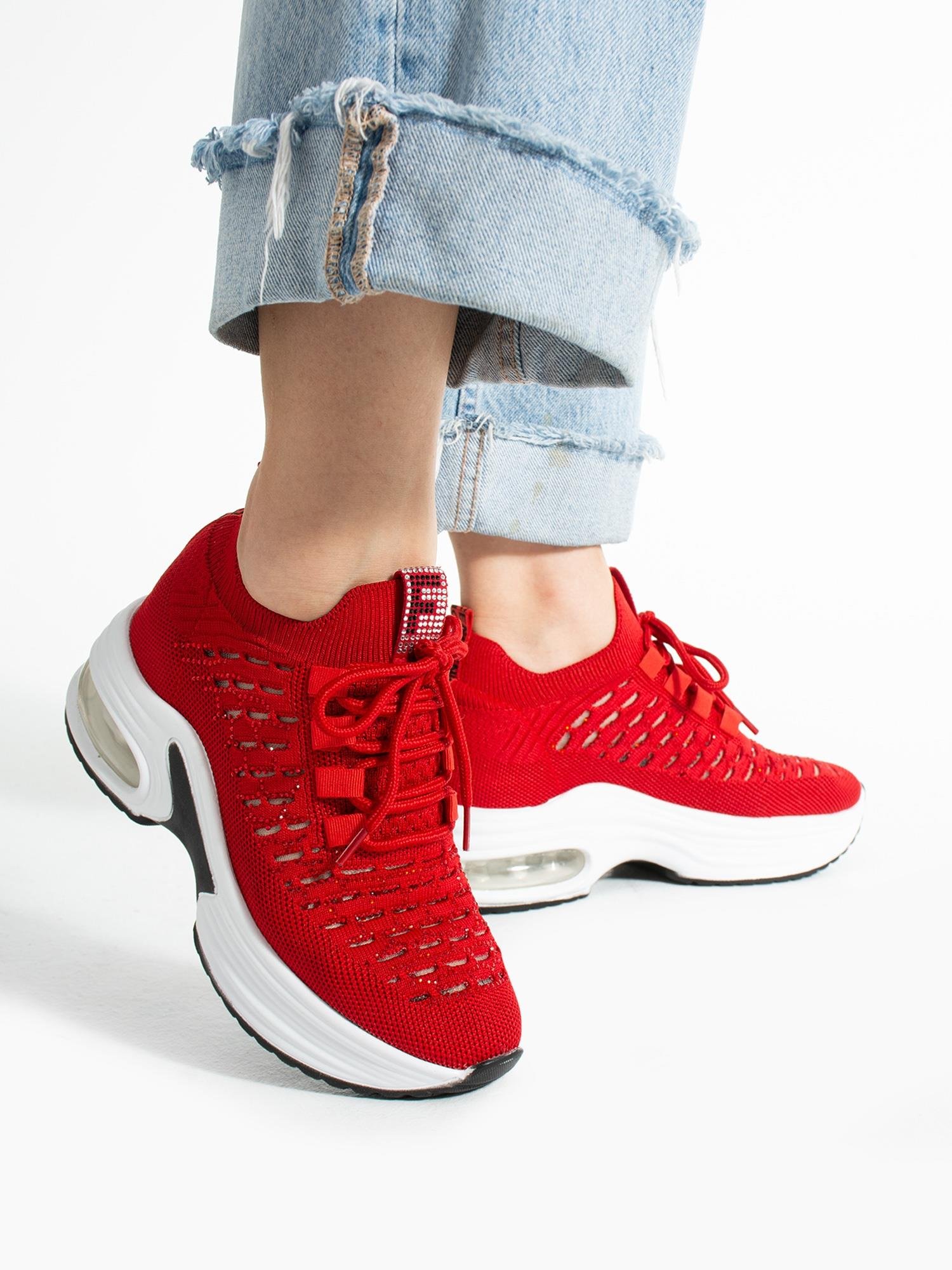 PULSE Kırmızı Taş Detay Triko Kadın Sneakers