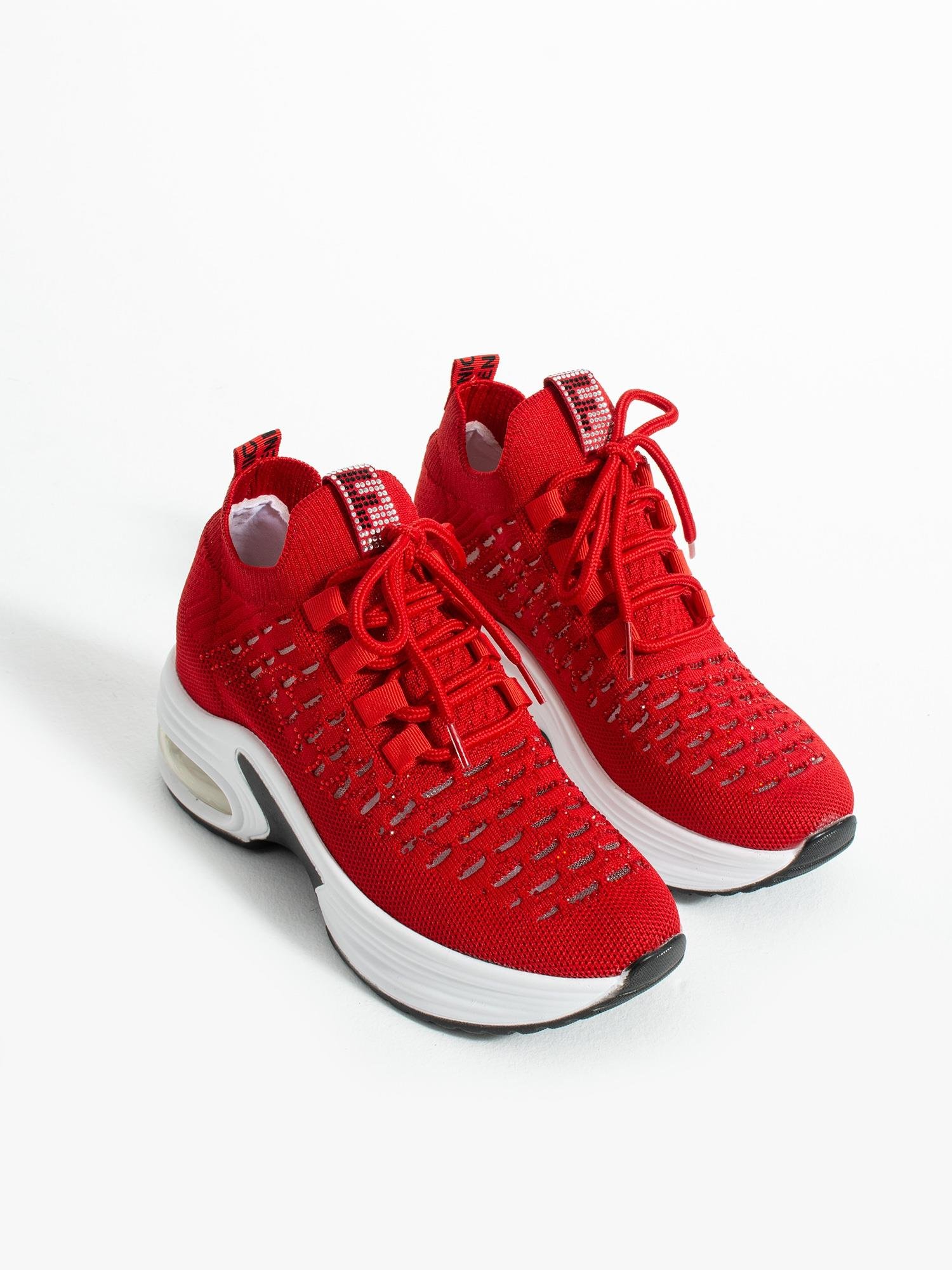 PULSE Kırmızı Taş Detay Triko Kadın Sneakers