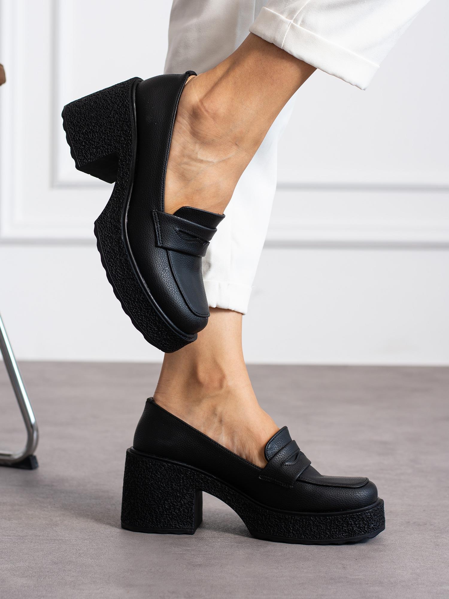 ROWAN Siyah Topuklu Kadın Loafer