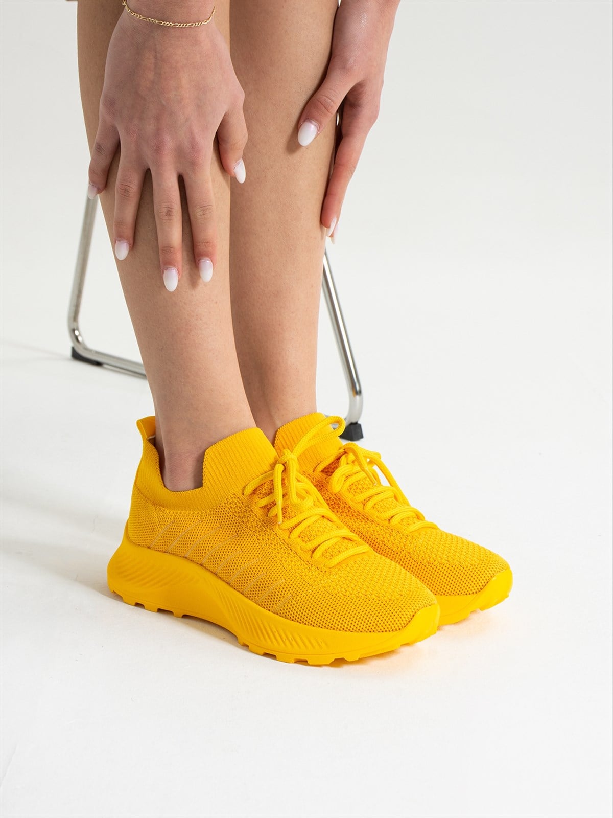 Sarı Triko Kadın Sneakers