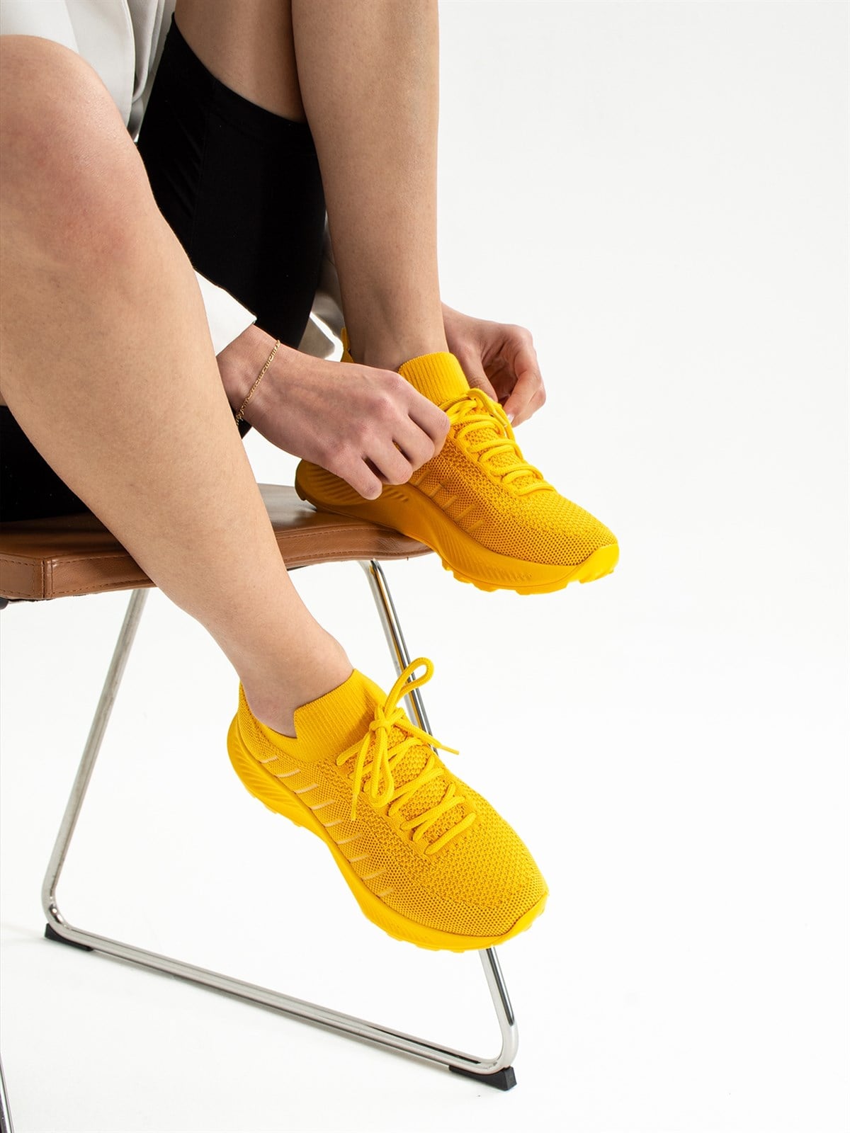 Sarı Triko Kadın Sneakers