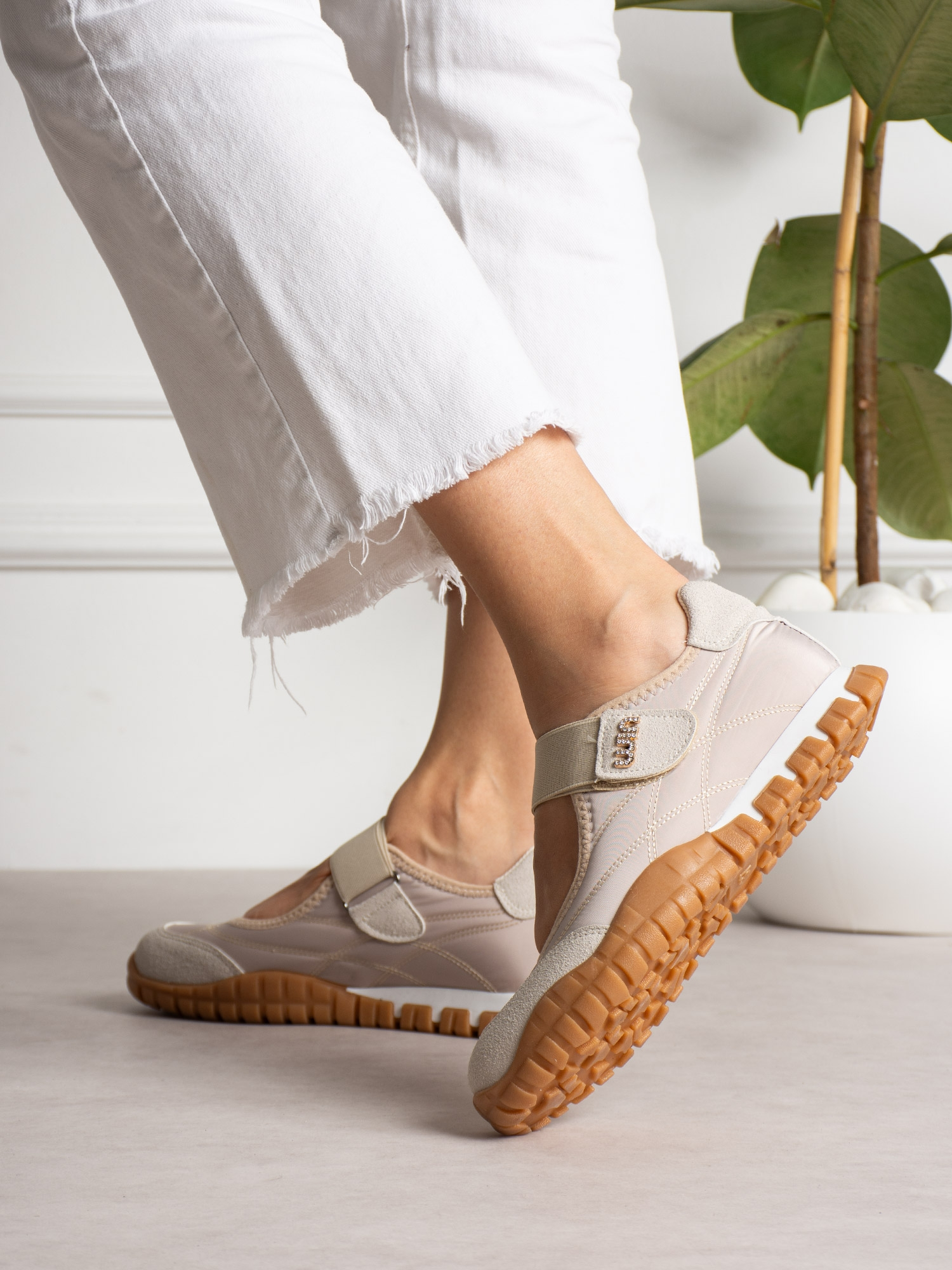 SARTO Krem Cırtlı Kadın Sneakers