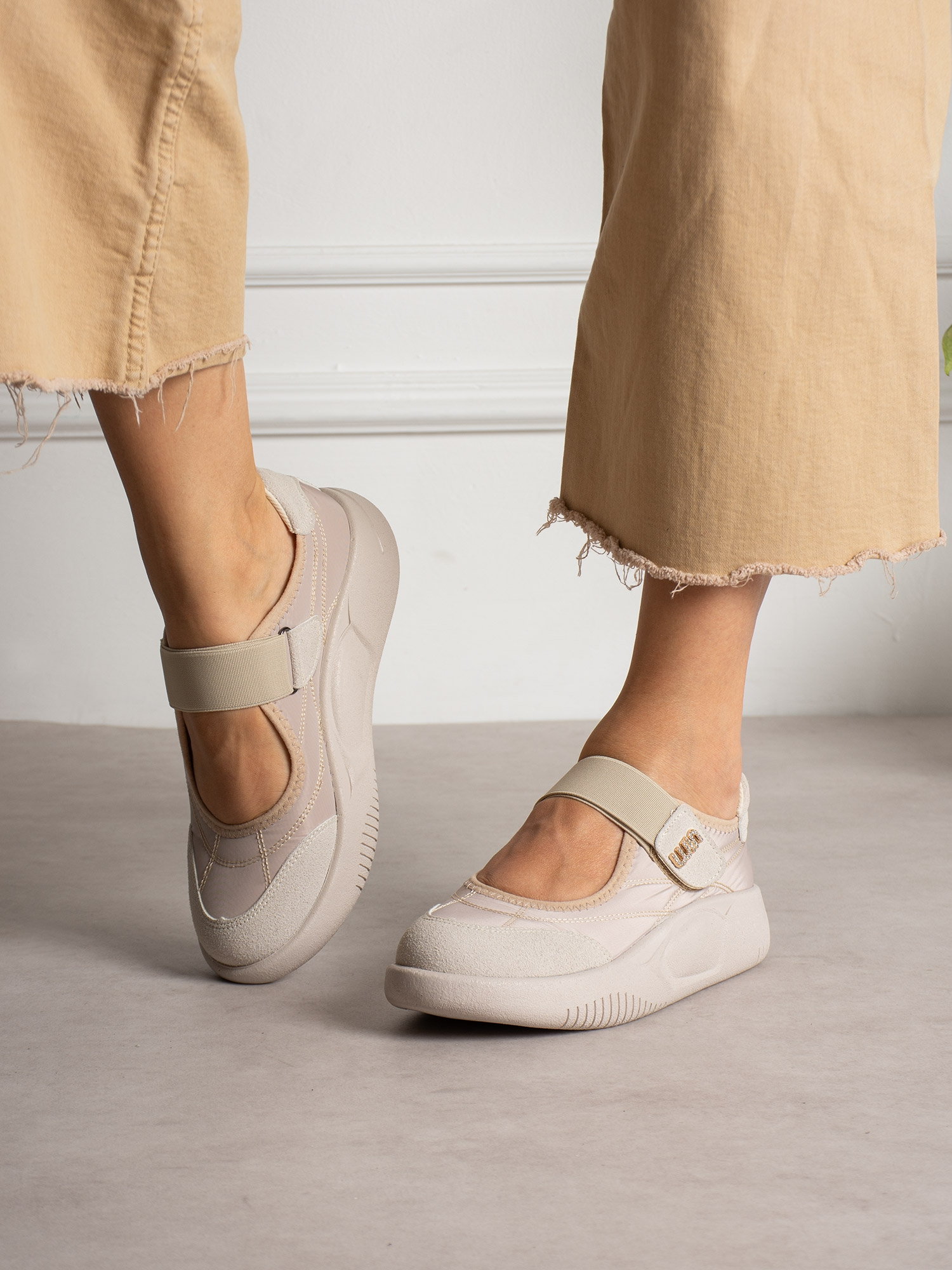 SCALA Krem Cırtlı Kadın Sneakers