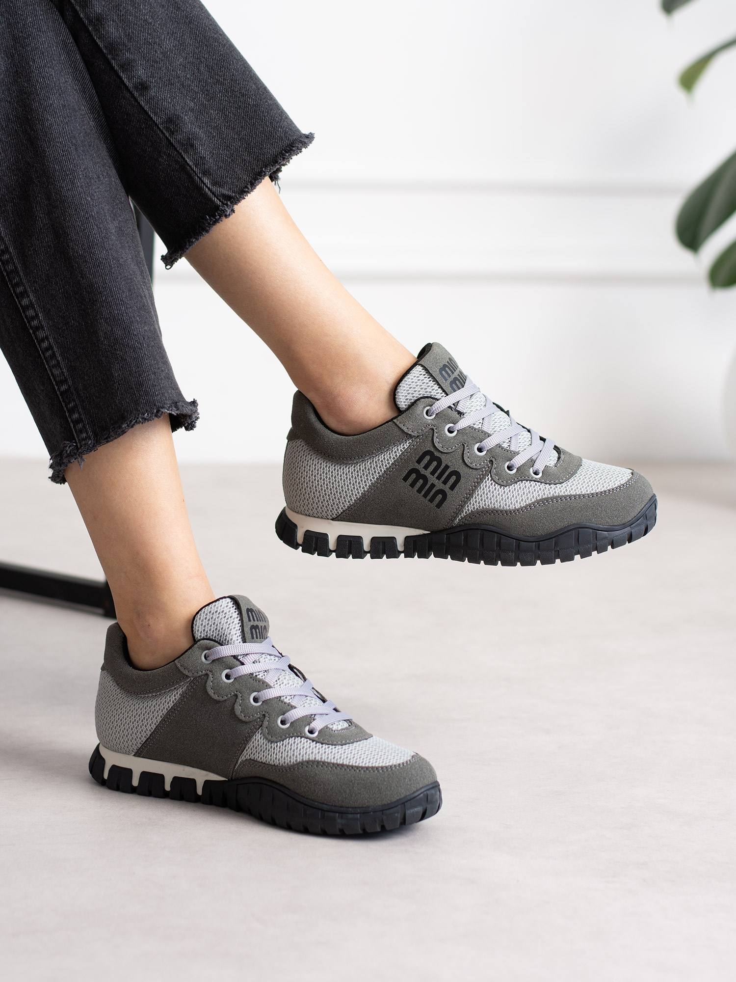 SELMORA Gri Bağcıklı Kadın Sneakers
