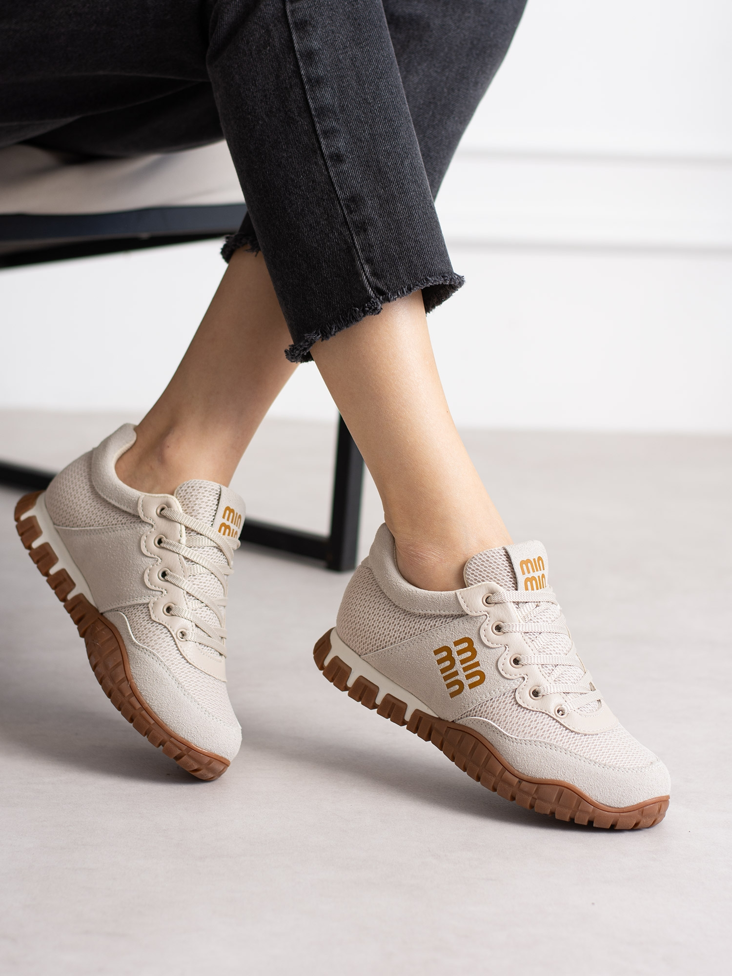 SELMORA Krem Bağcıklı Kadın Sneakers