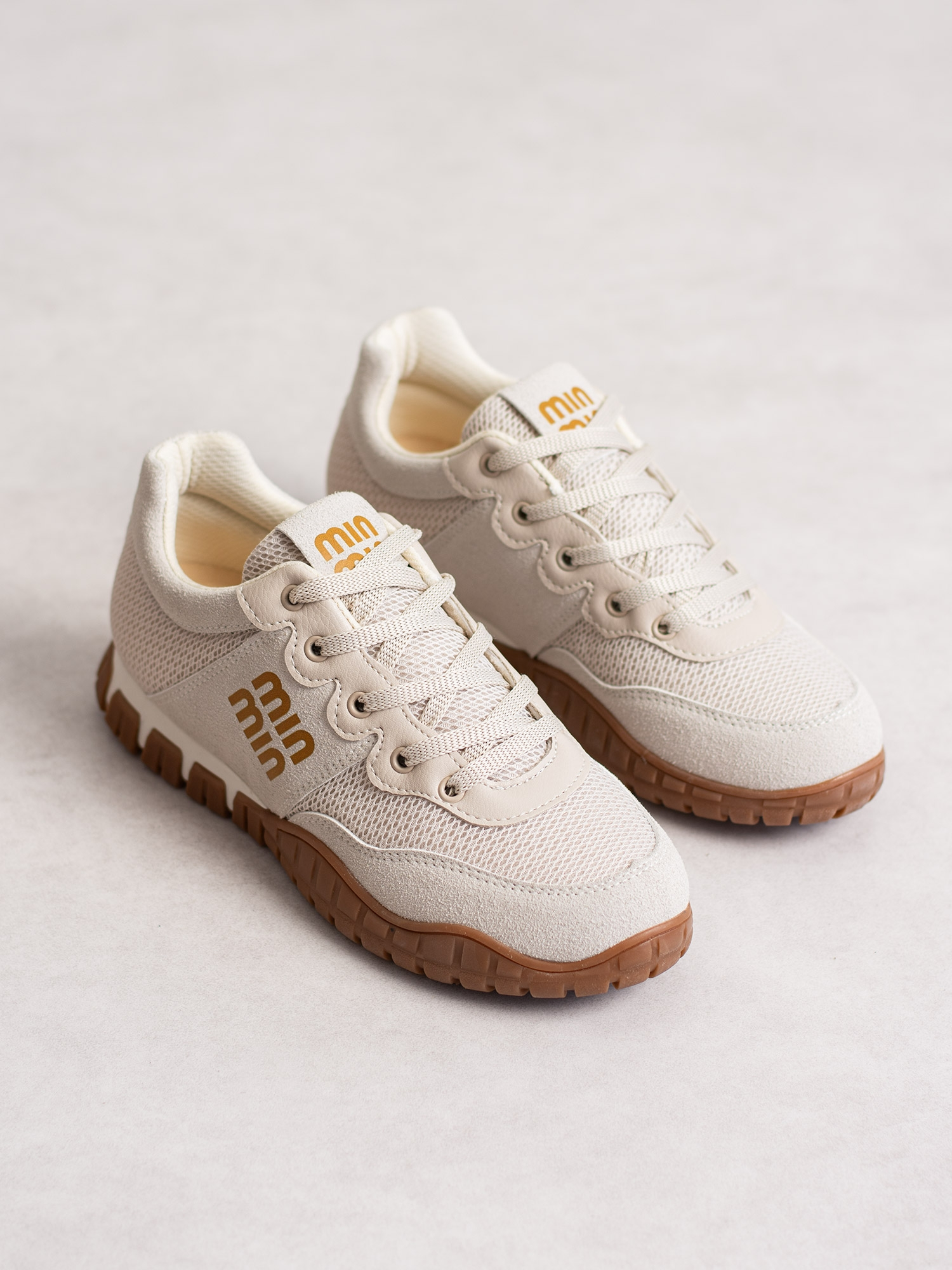 SELMORA Krem Bağcıklı Kadın Sneakers