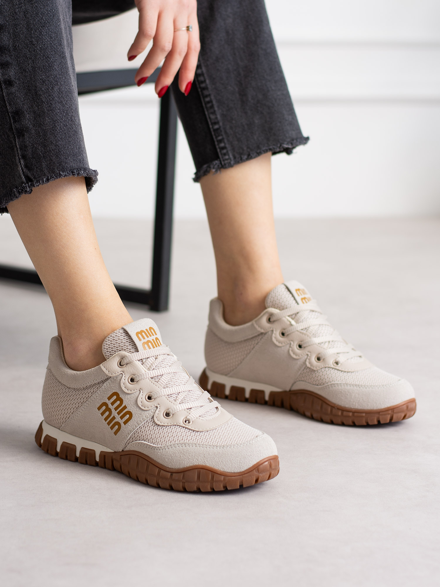 SELMORA Krem Bağcıklı Kadın Sneakers