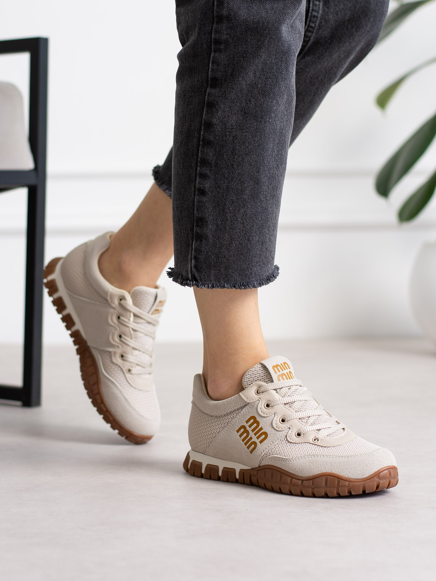 SELMORA Krem Bağcıklı Kadın Sneakers