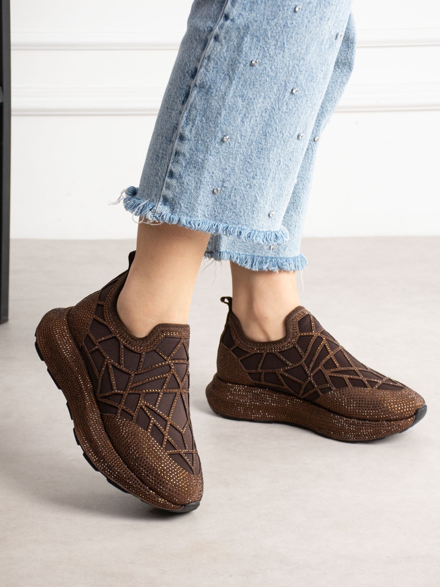 SERELLA Kahve Taşlı Kadın Sneakers
