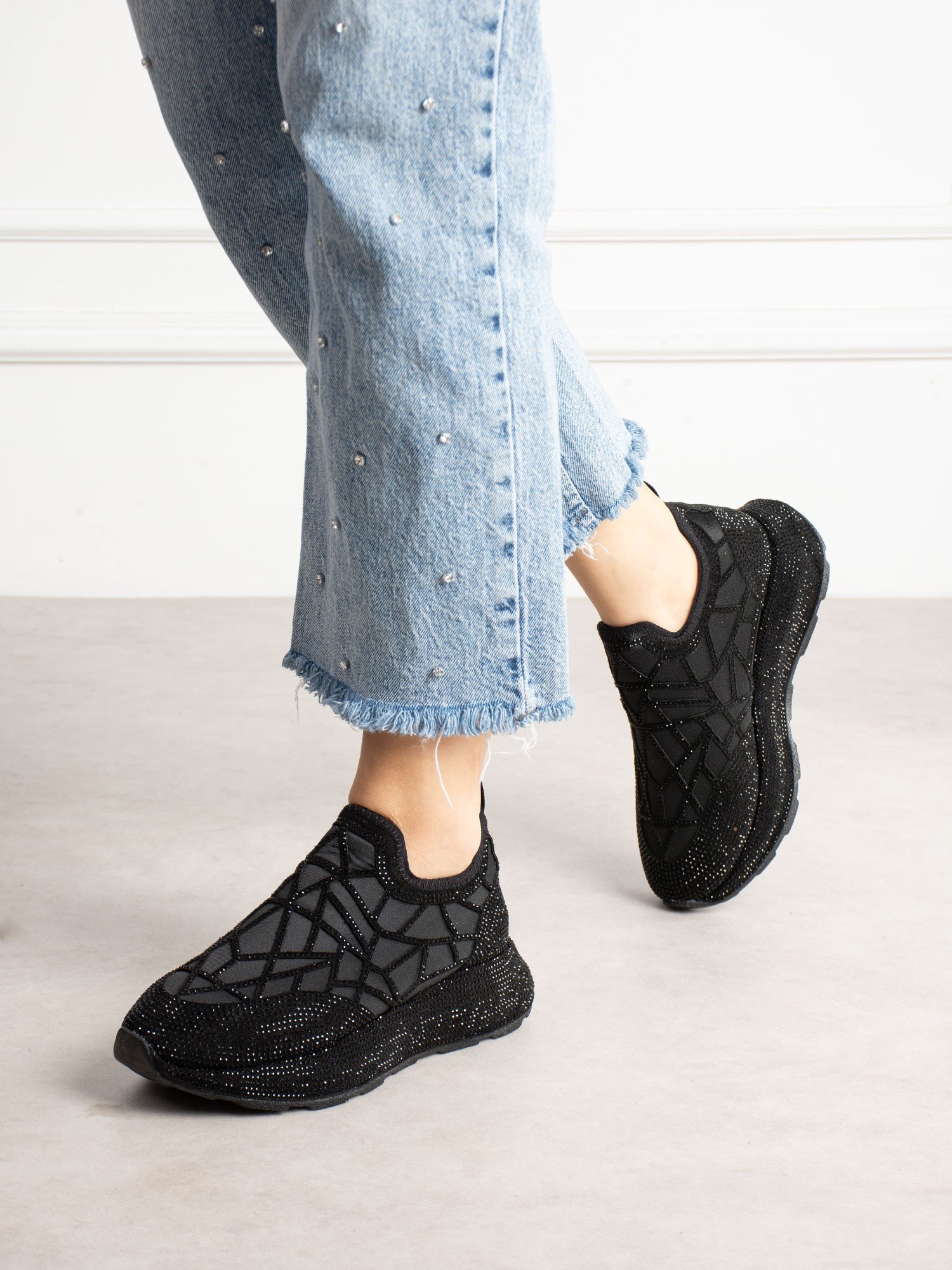 SERELLA Siyah Taşlı Kadın Sneakers