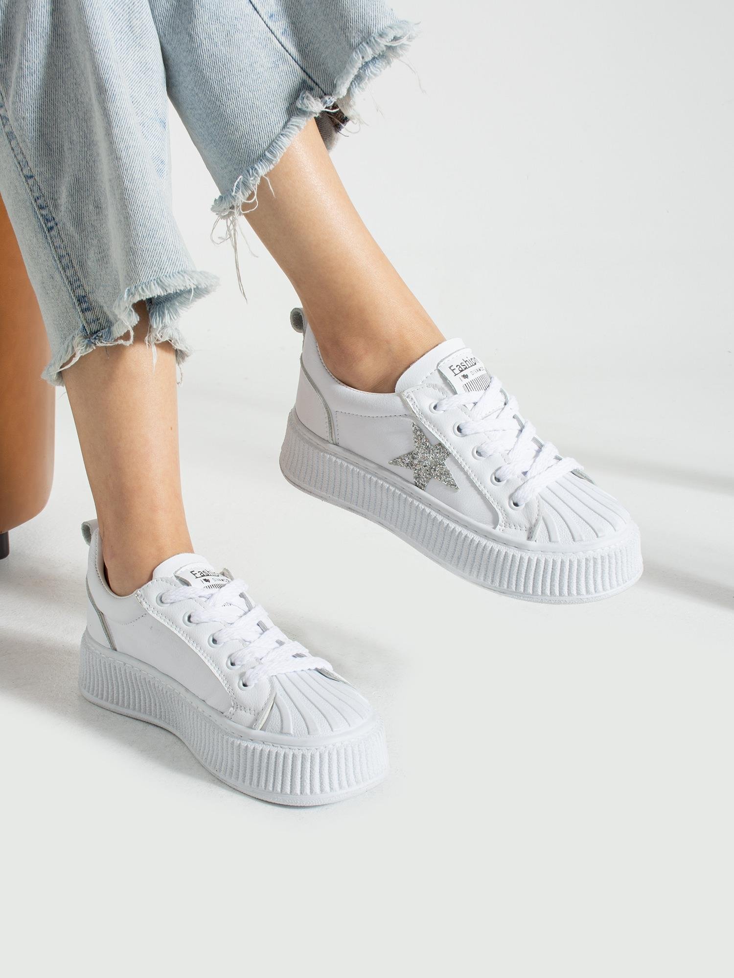 STAR Beyaz Yıldız Detay Kadın Sneakers
