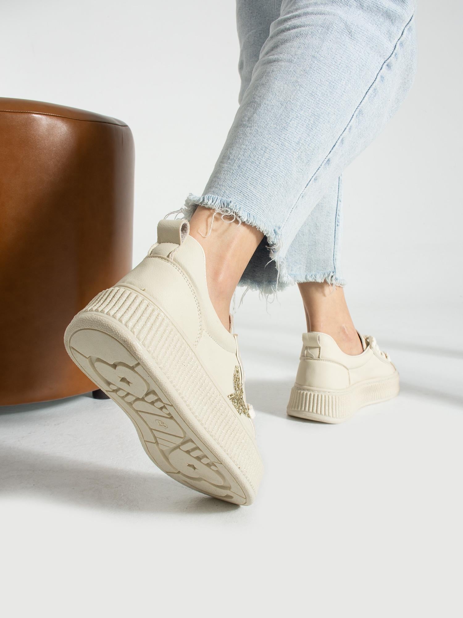 STAR Krem Yıldız Detay Kadın Sneakers