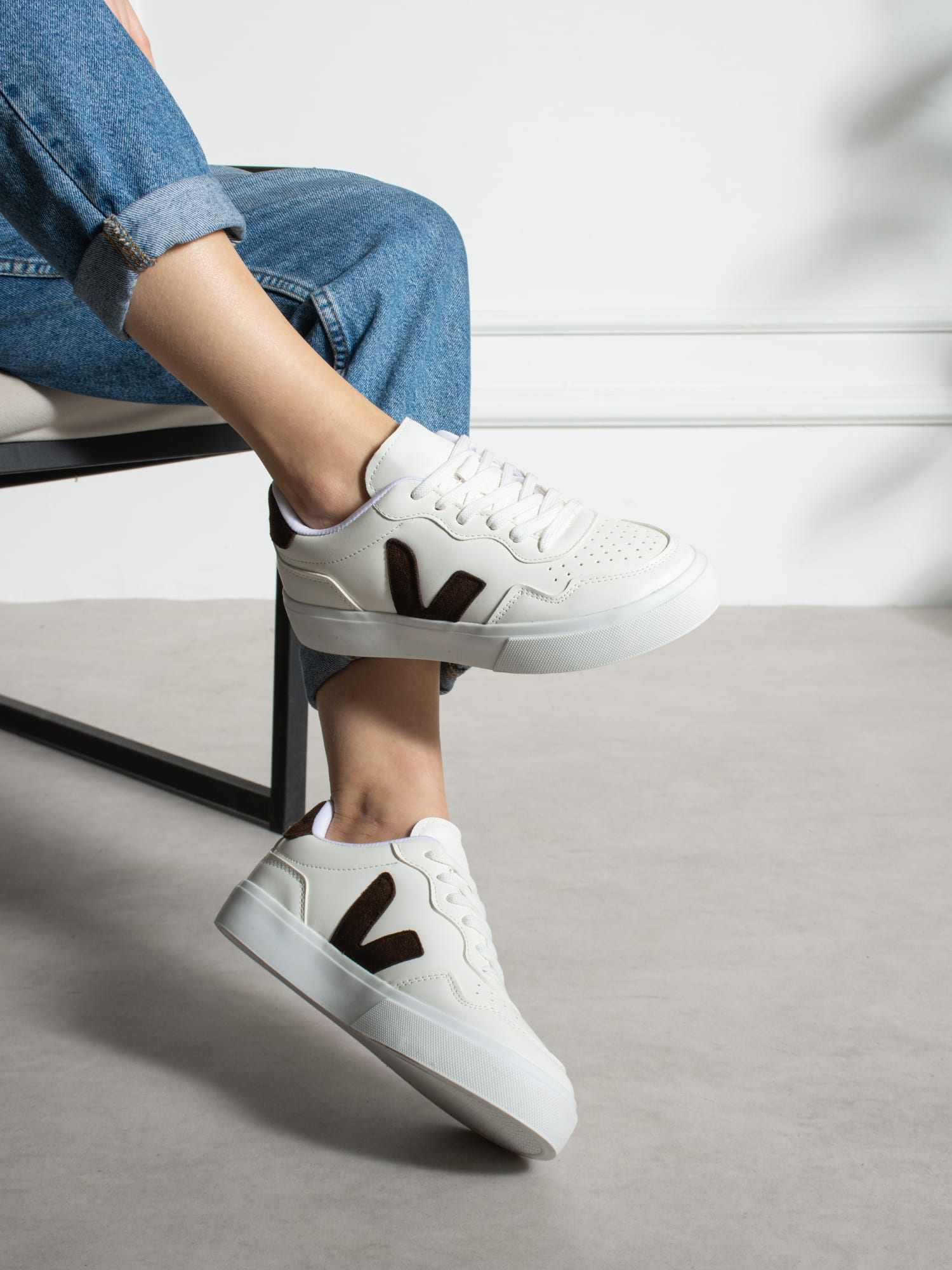 VENTO Beyaz-Kahve Kadın Sneakers