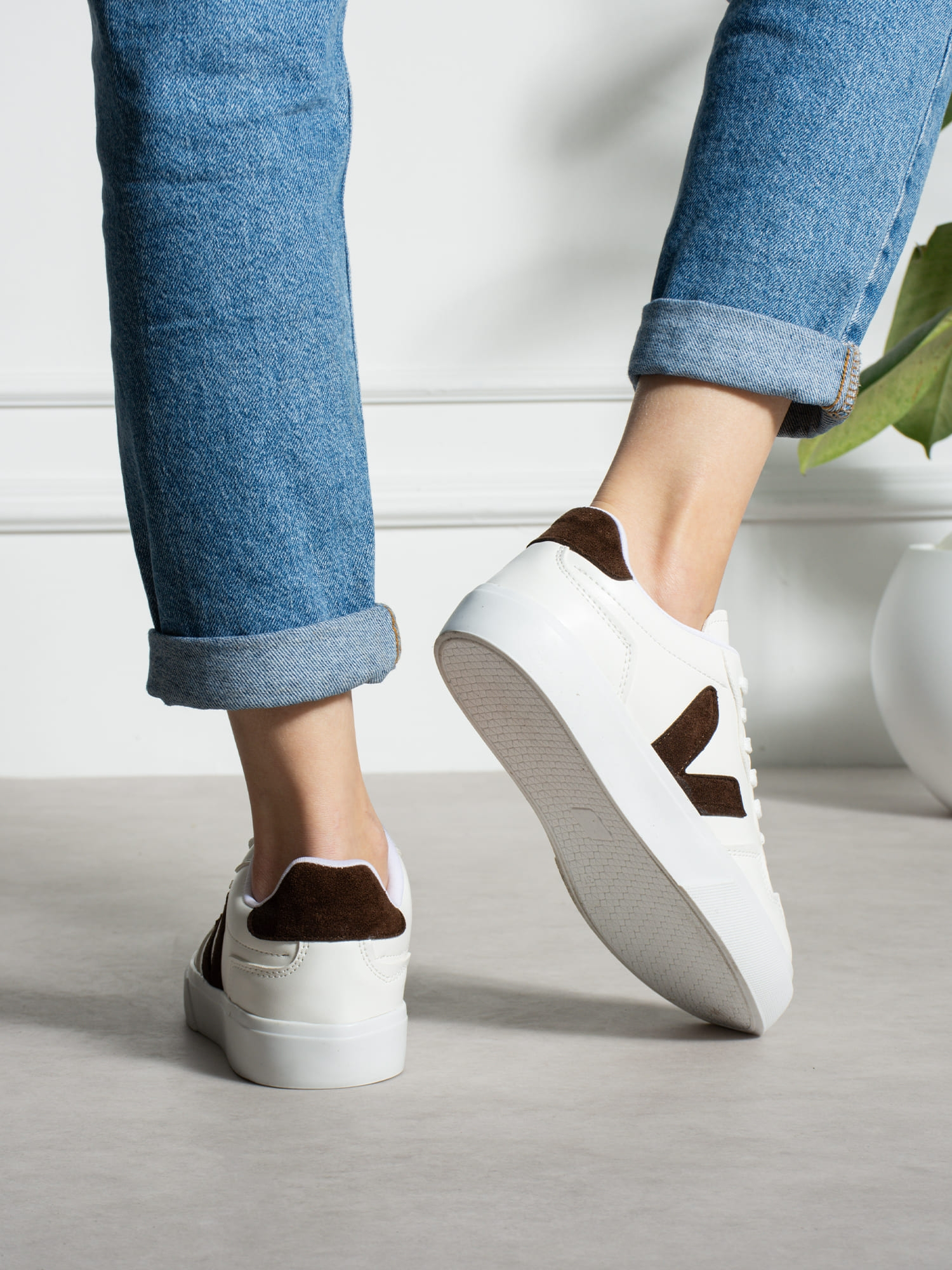 VENTO Beyaz-Kahve Kadın Sneakers
