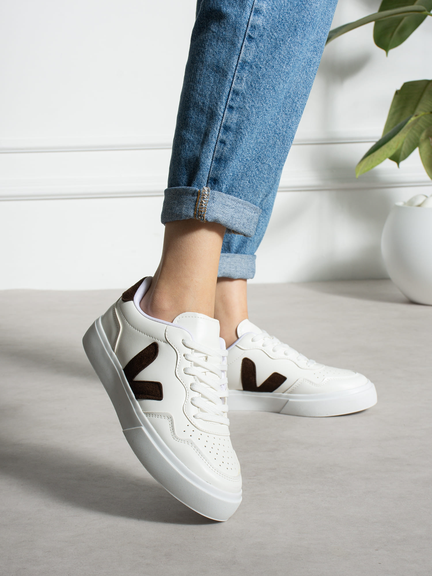 VENTO Beyaz-Kahve Kadın Sneakers