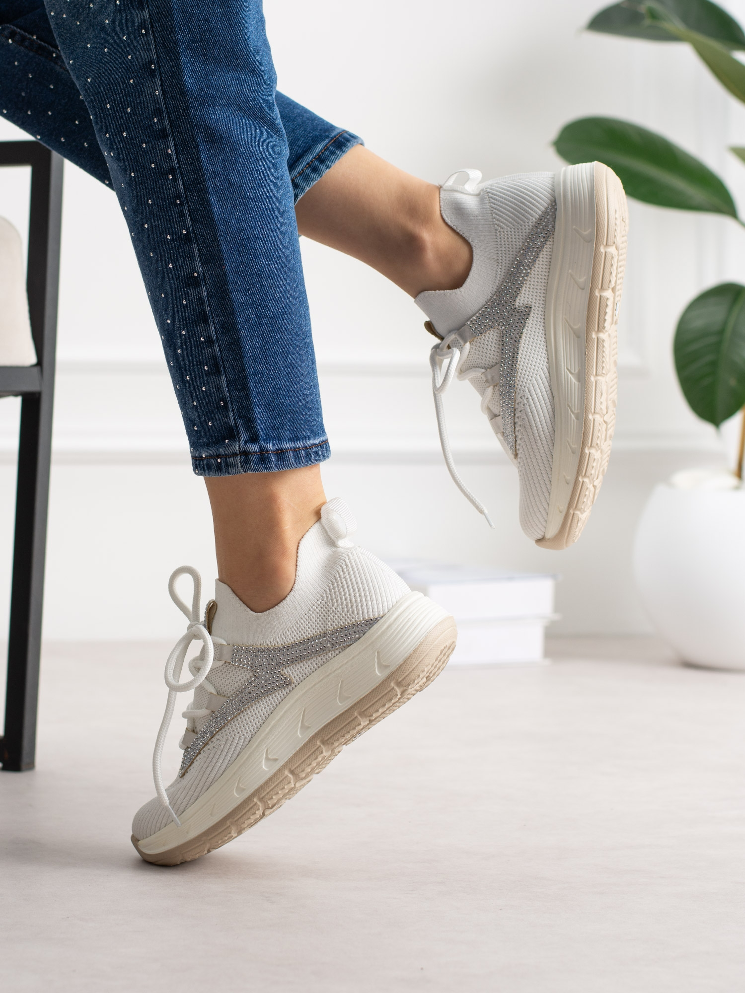 VİVO Beyaz Triko Kadın Sneakers