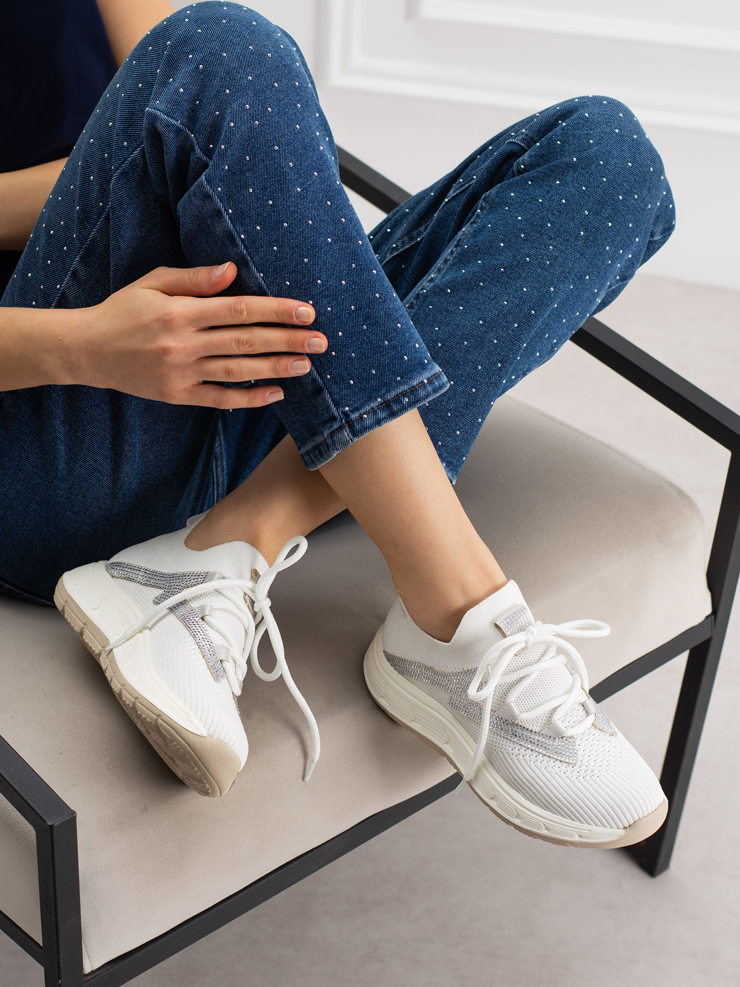 VİVO Beyaz Triko Kadın Sneakers