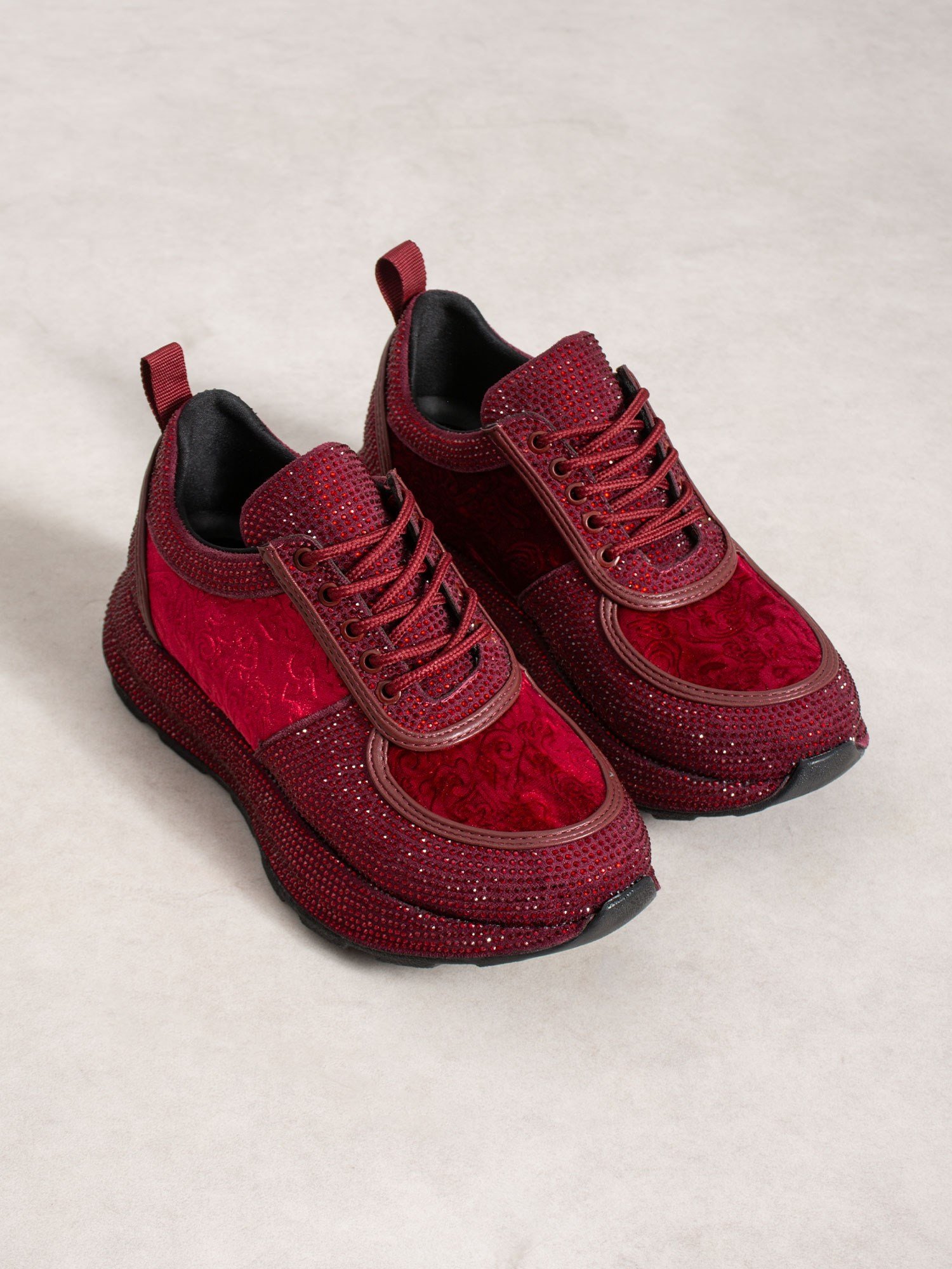 VOCHO Bordo Taşlı Kadın Sneakers