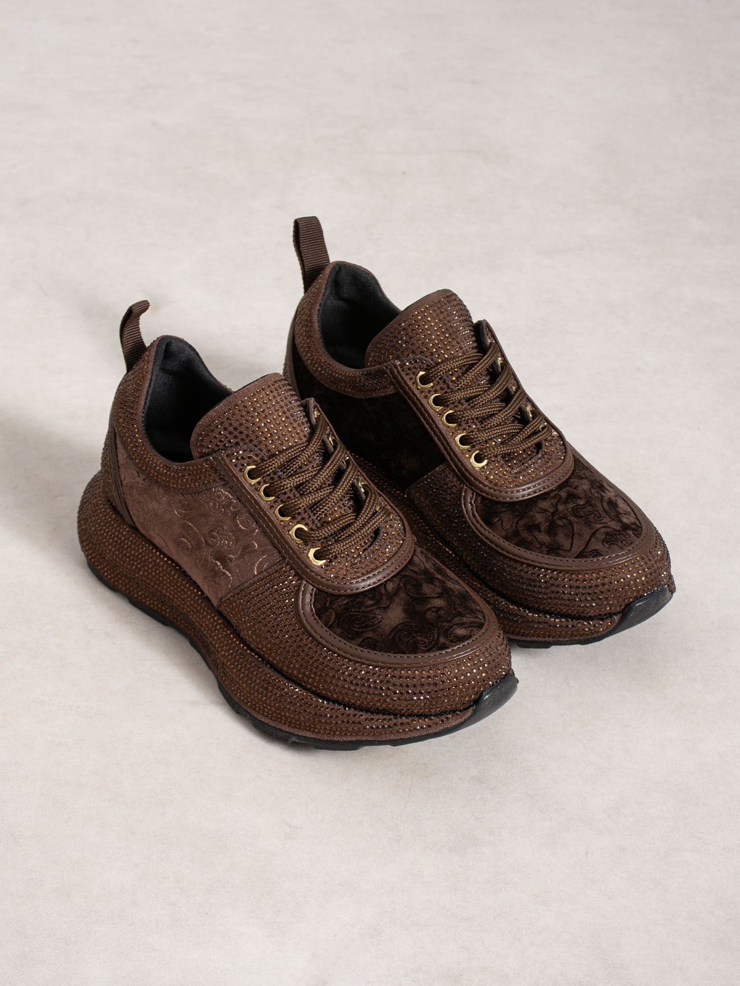 VOCHO Kahve Taşlı Kadın Sneakers