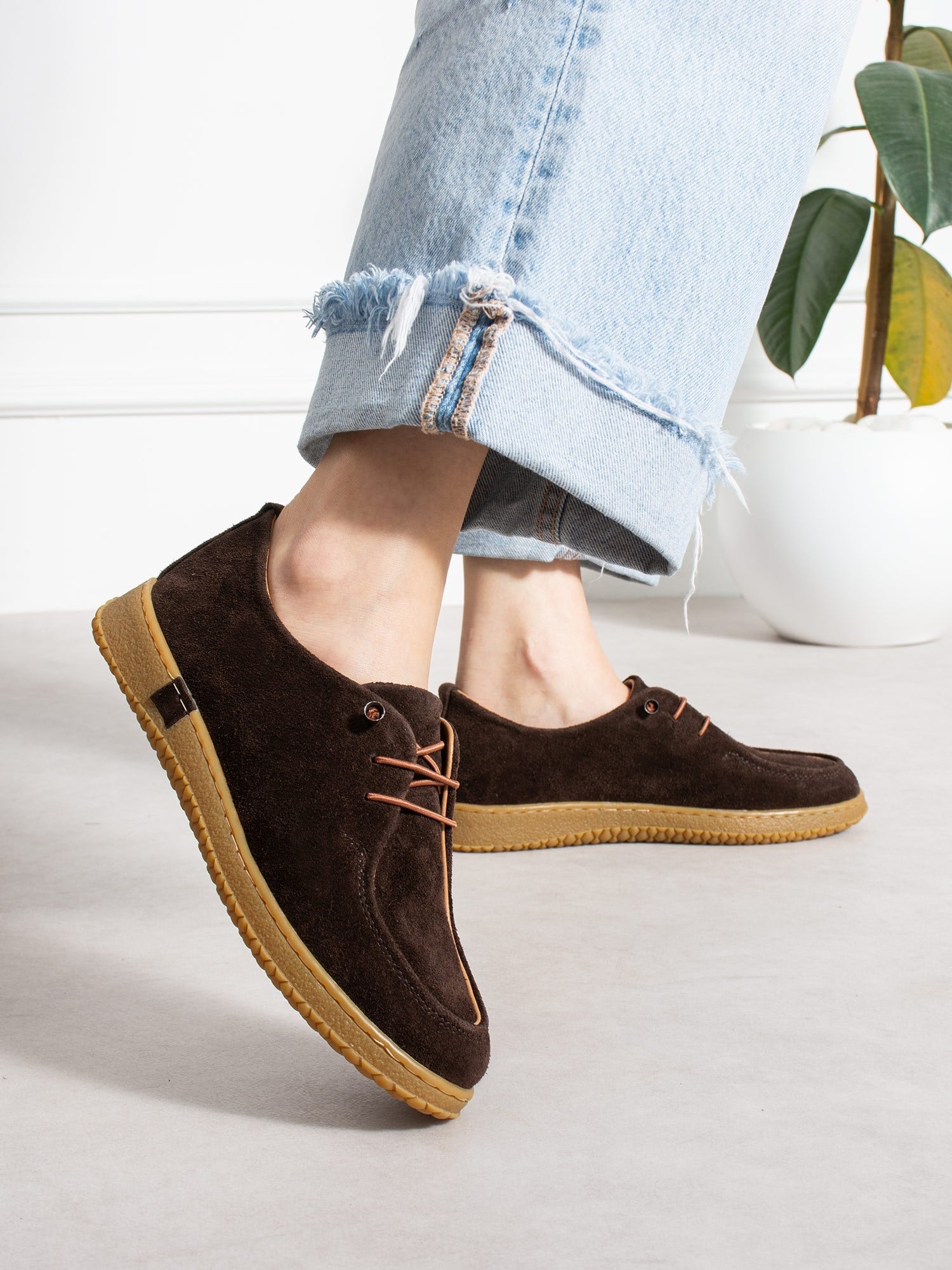 ZEZE Kahve Hakiki Süet Deri Kadın Loafer