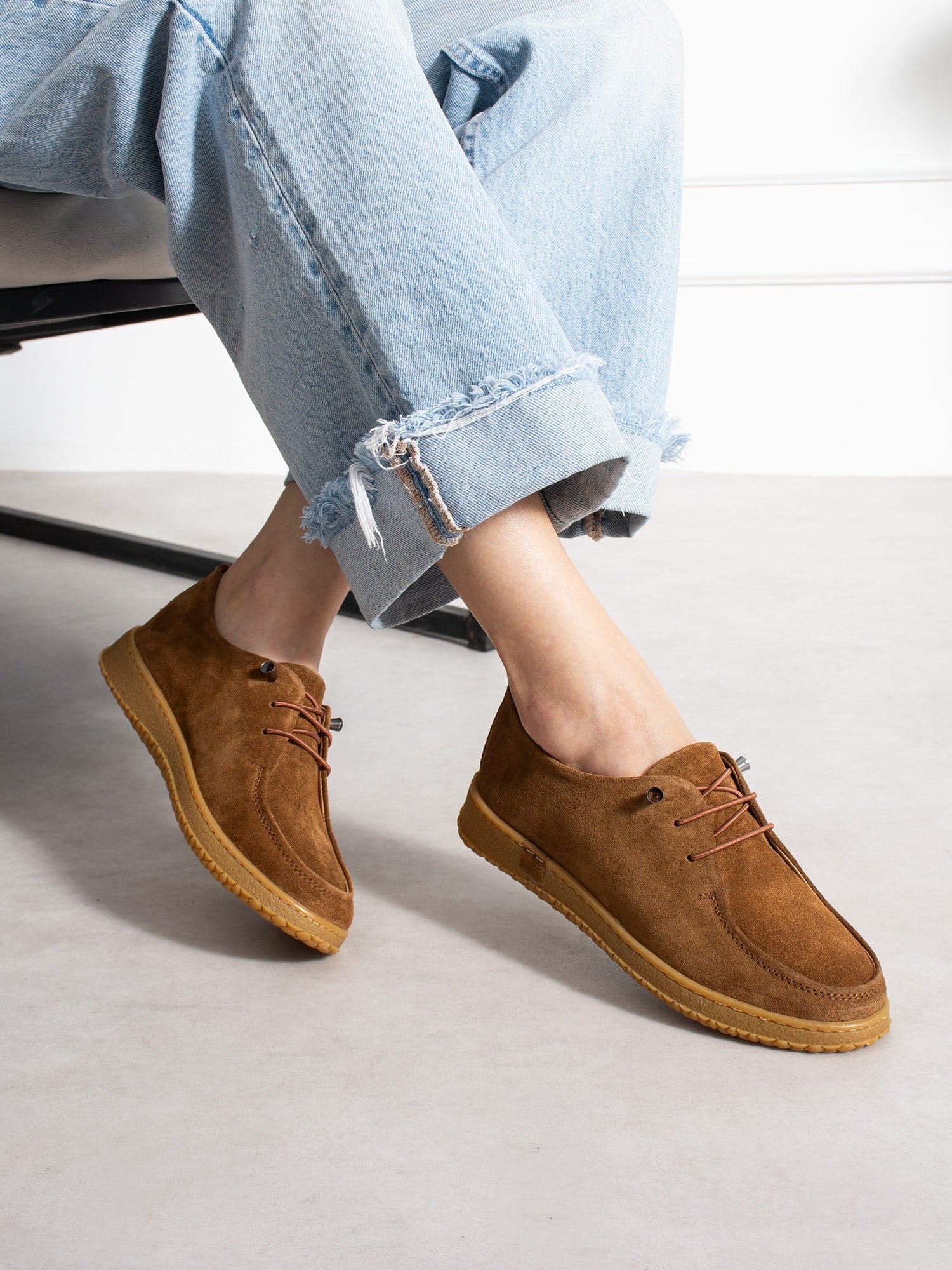 ZEZE Taba Hakiki Süet Deri Kadın Loafer