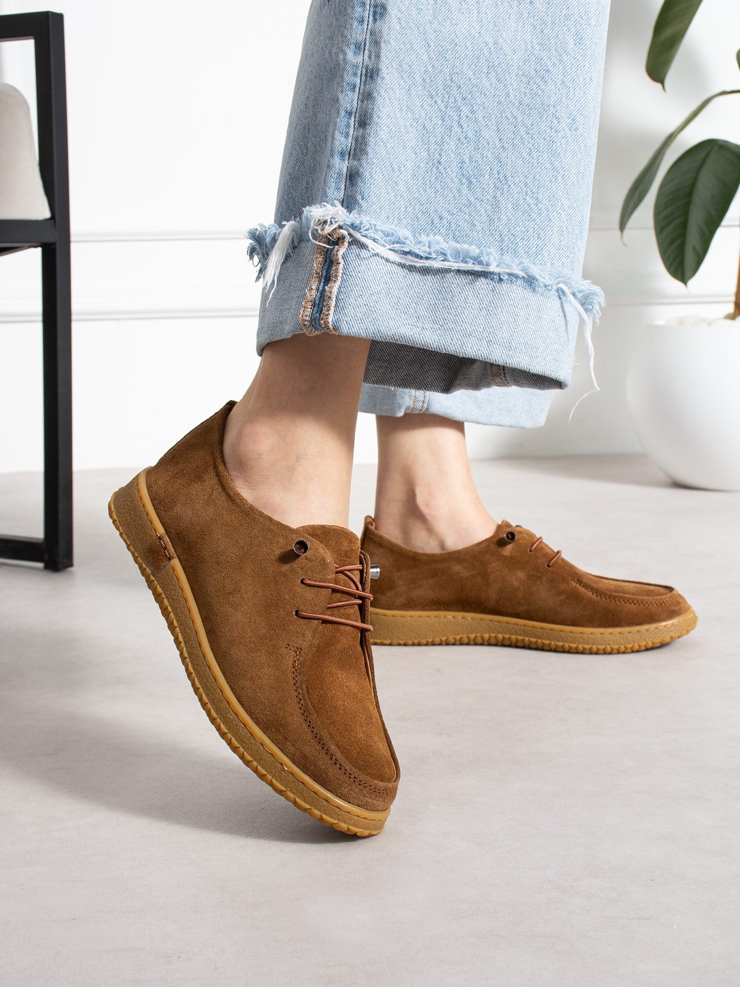 ZEZE Taba Hakiki Süet Deri Kadın Loafer