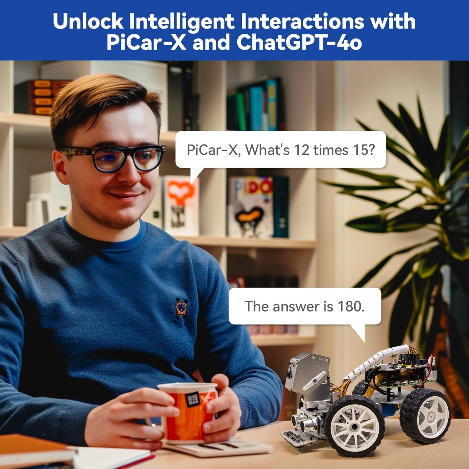 SunFounder Picar-X ChatGPT-4o ve Ai Kamera Destekli Robot Araba Kiti RPI Dahil Değil